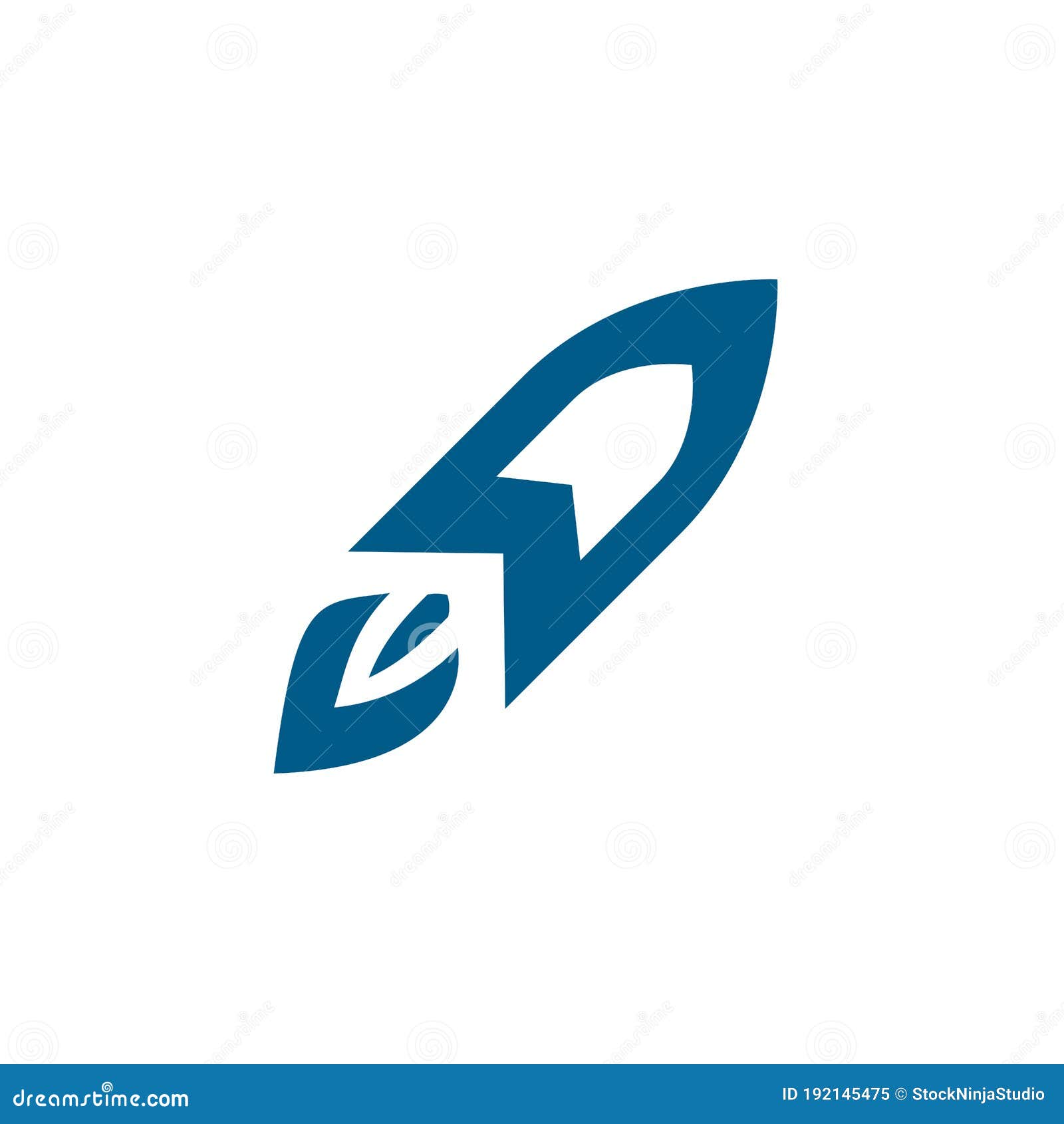 Rocket Blue Icon on White Background. Blue Flat Style Vector