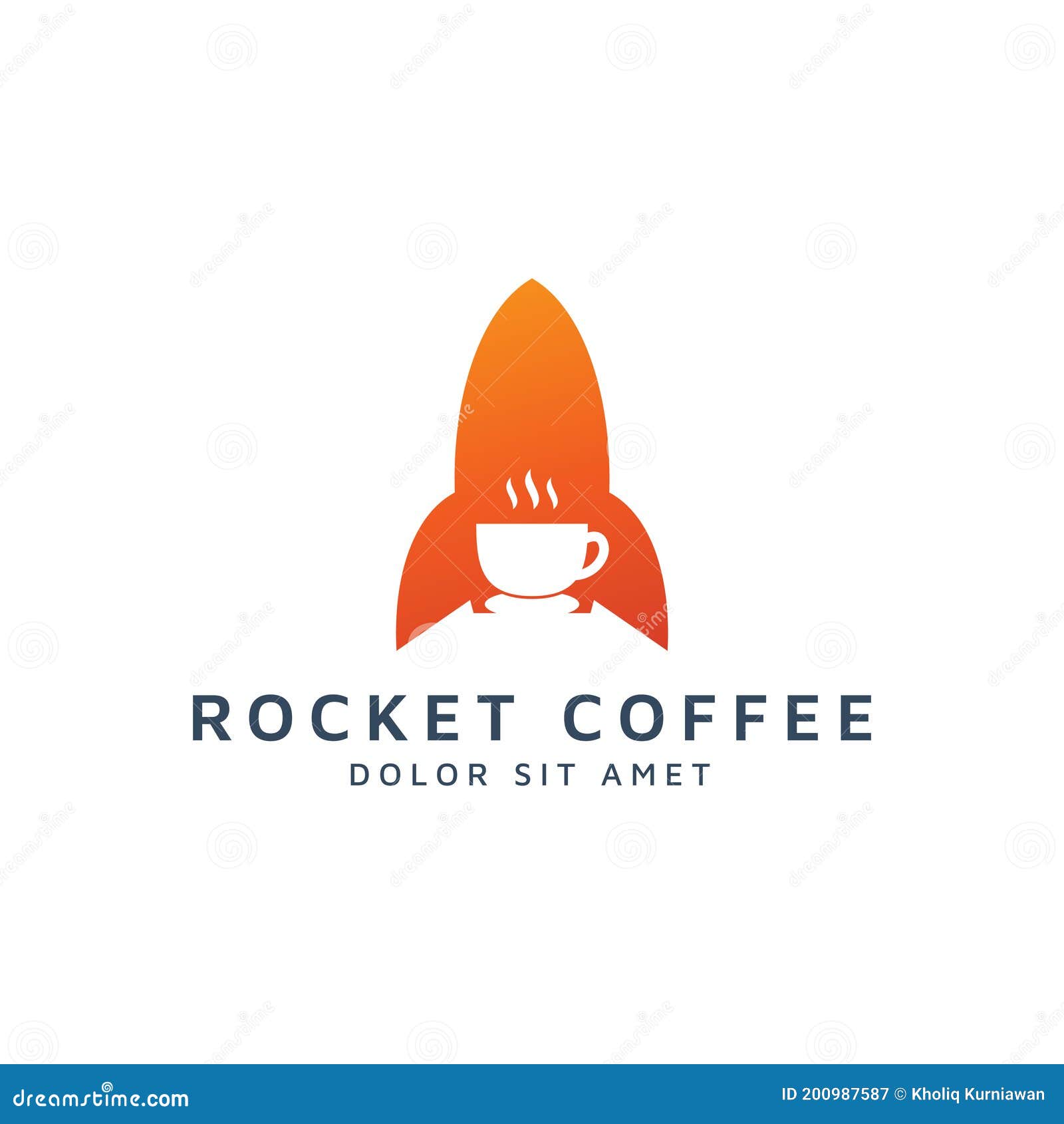 Rocket and Coffee Negative Space Logo Design Stock Vector