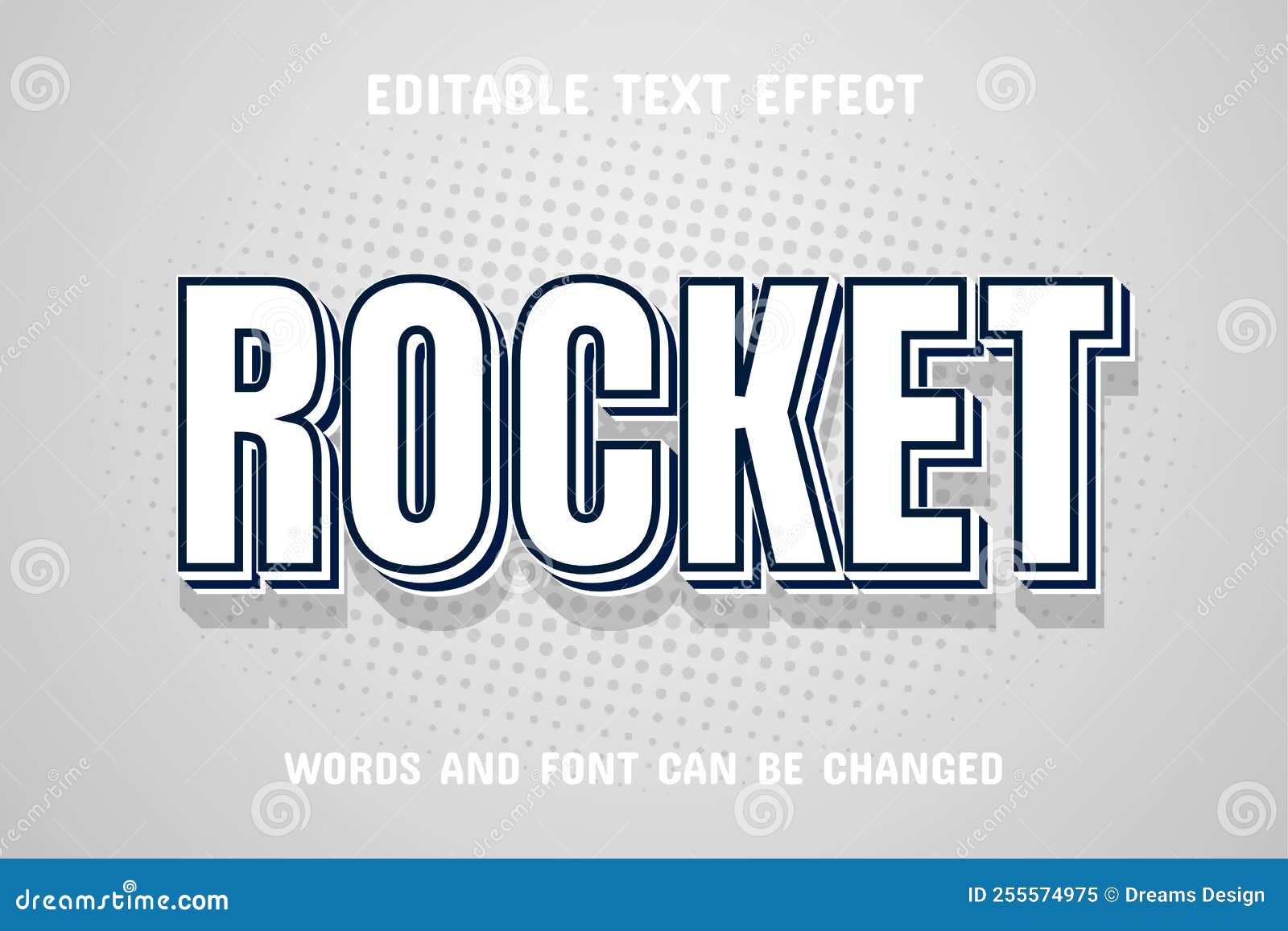Rocket 3d text effect stock vector. Illustration of vector 255574975