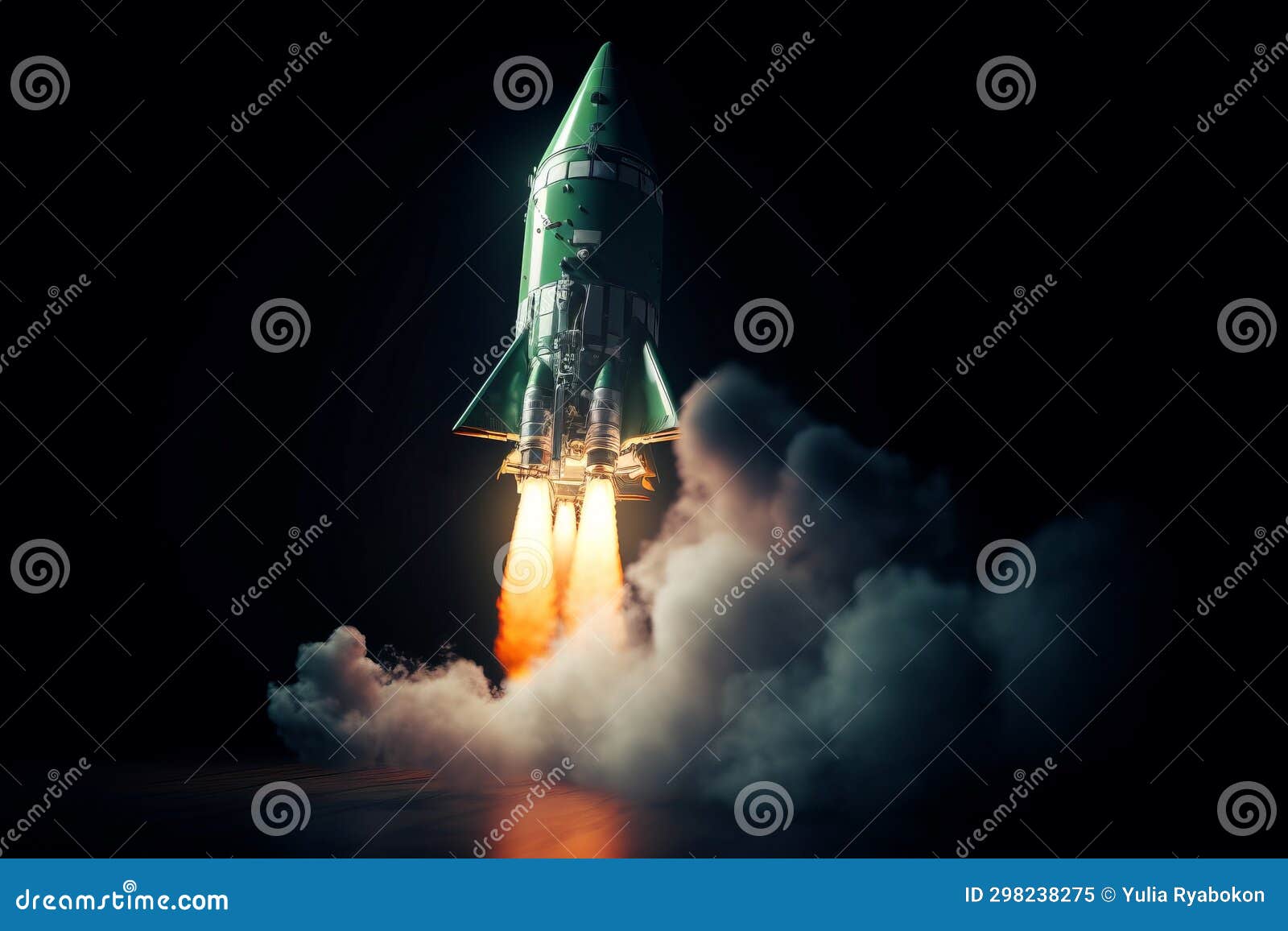 Rocket Green Colors Fly. Generate Ai Stock Illustration - Illustration ...