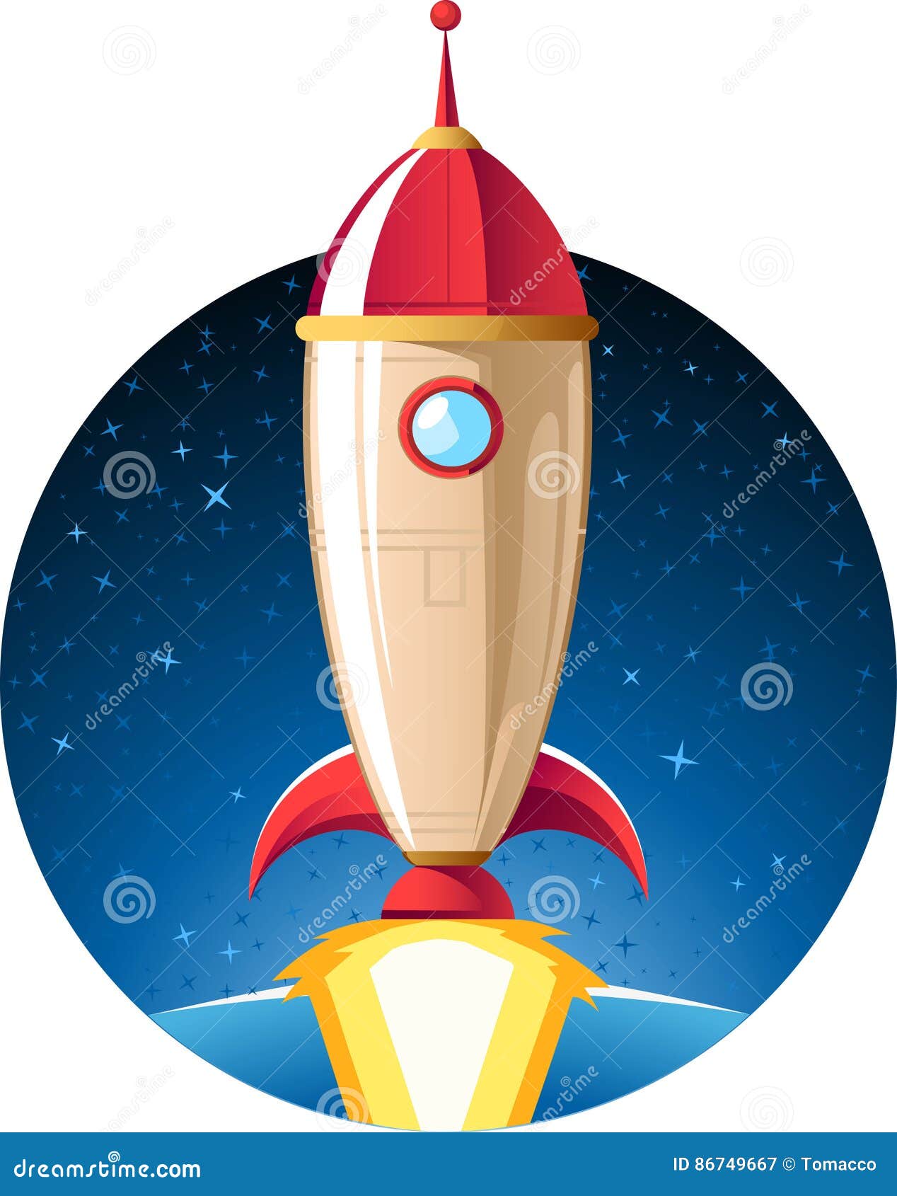 Rocket launch cartoon stock illustration. Illustration of reflection