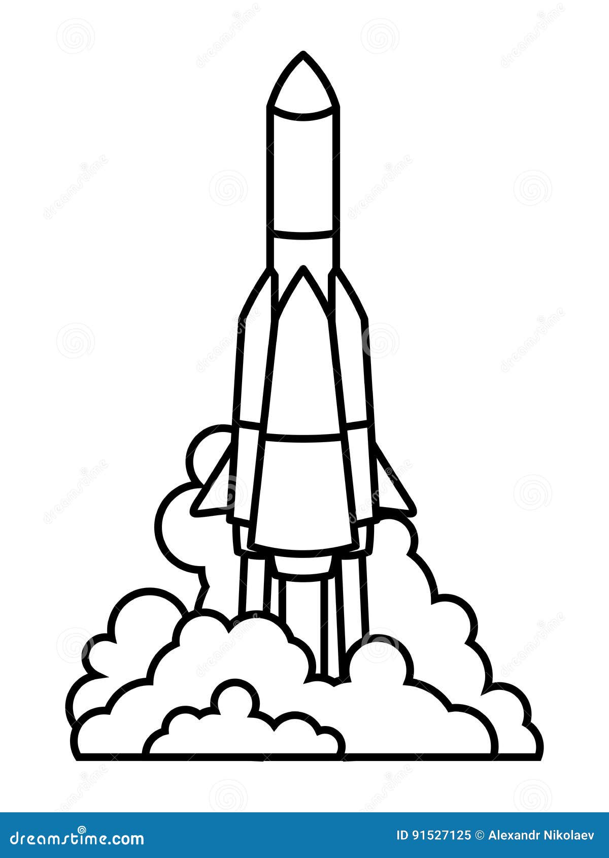 Rocket Launch Flat Isolated Vector Illustration Stock Vector