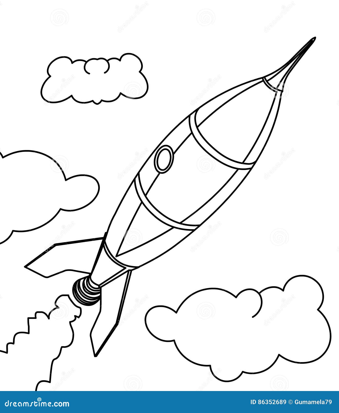 Rocket ship coloring page stock illustration Illustration