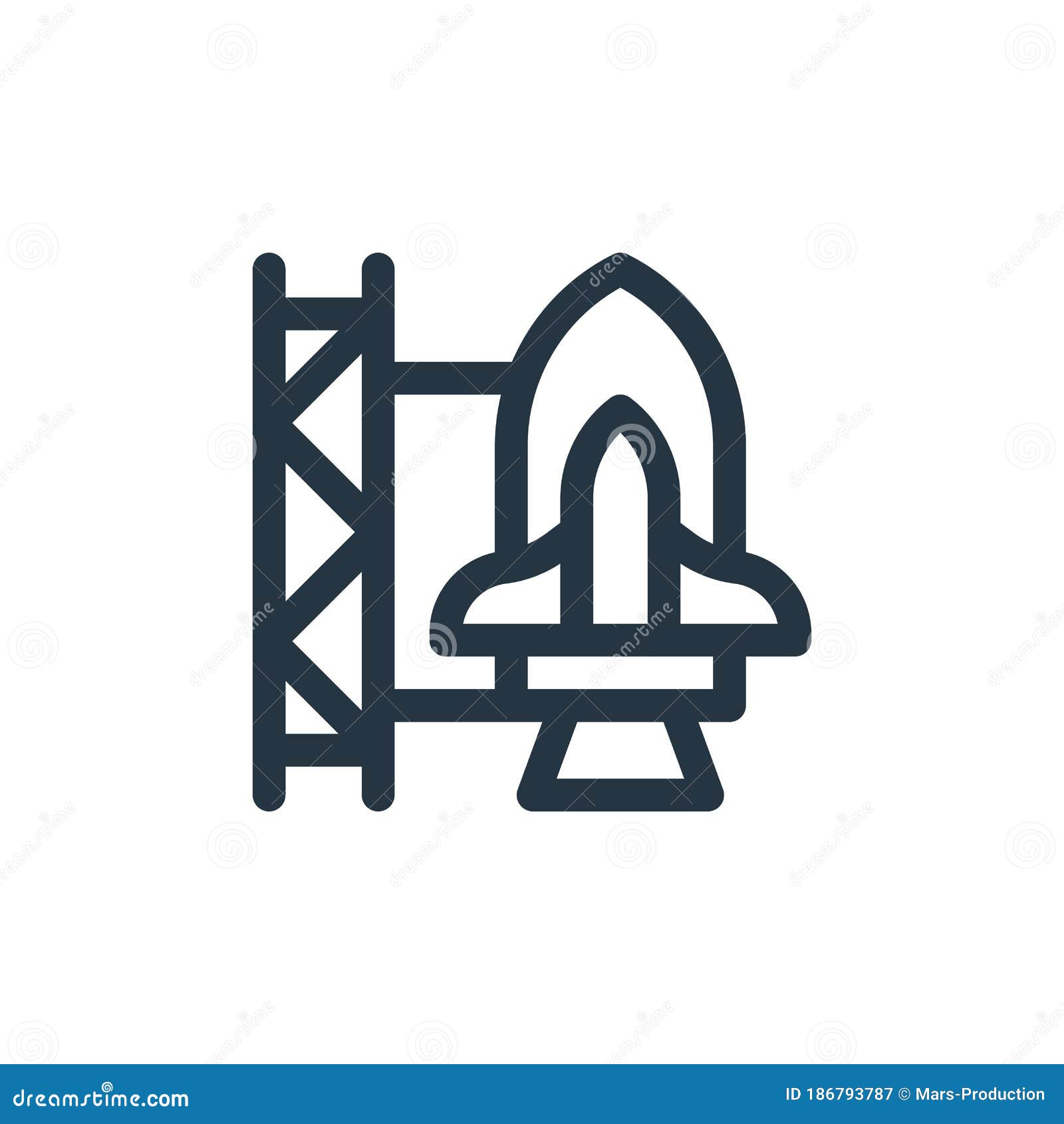 Rocket Ship Launch Vector Icon. Rocket Ship Launch Editable Stroke