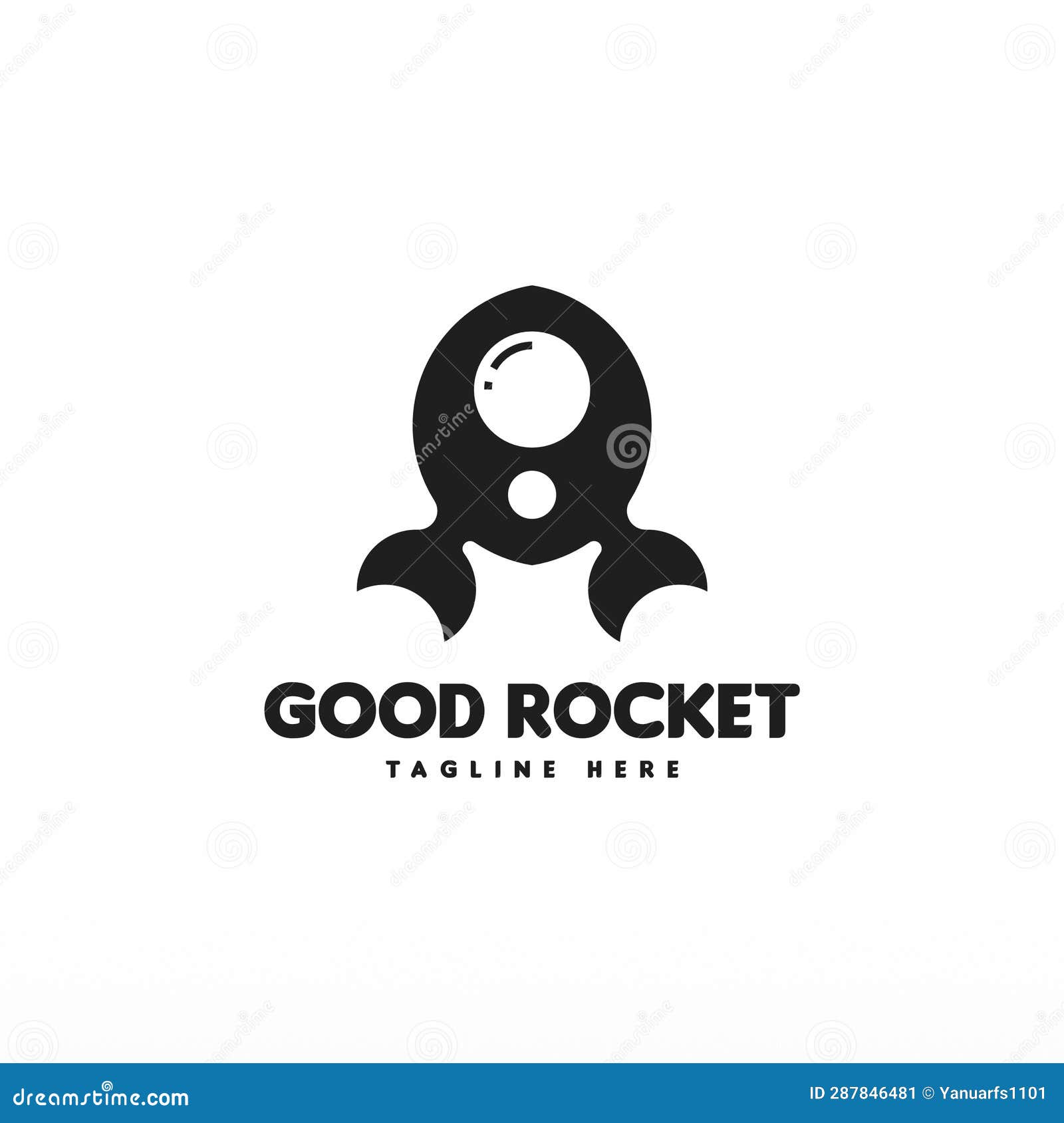 Rocket Space Craft Logo Design Concept Template Stock Illustration