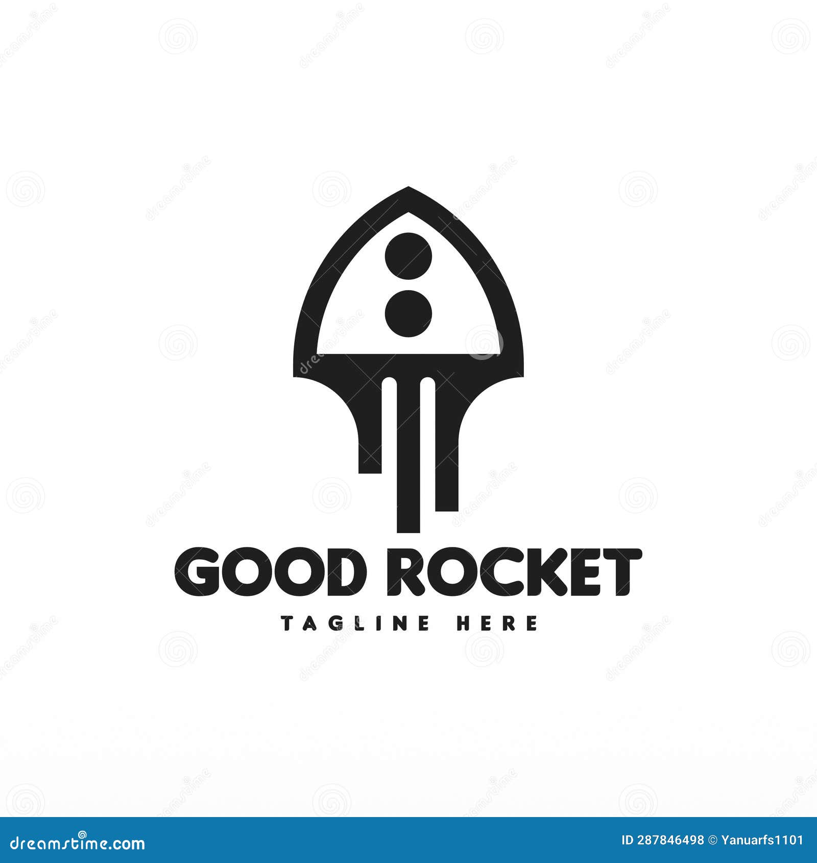 Rocket Space Craft Logo Design Concept Template Stock Illustration