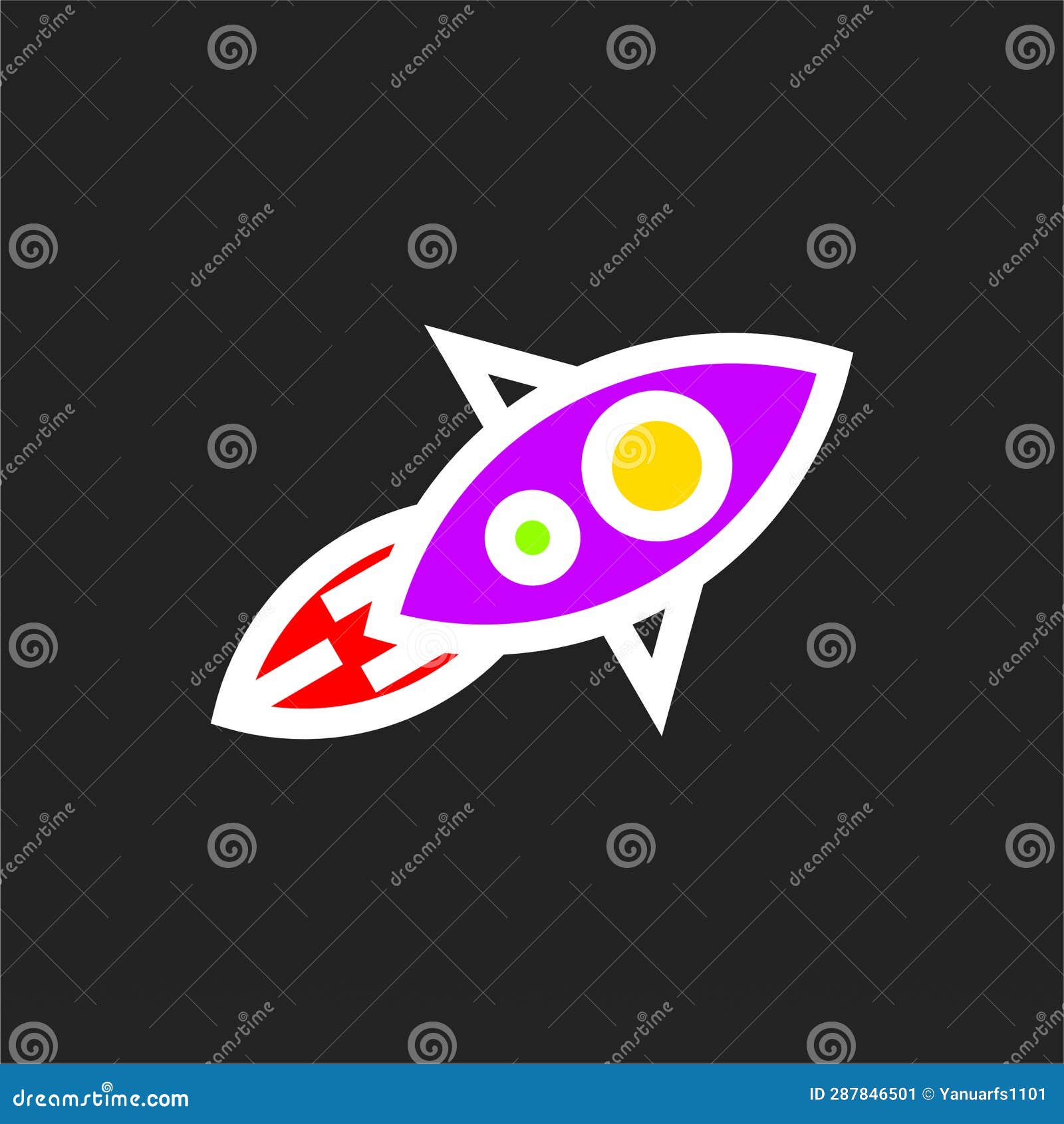 Rocket Space Craft Logo Design Concept Template Stock Illustration