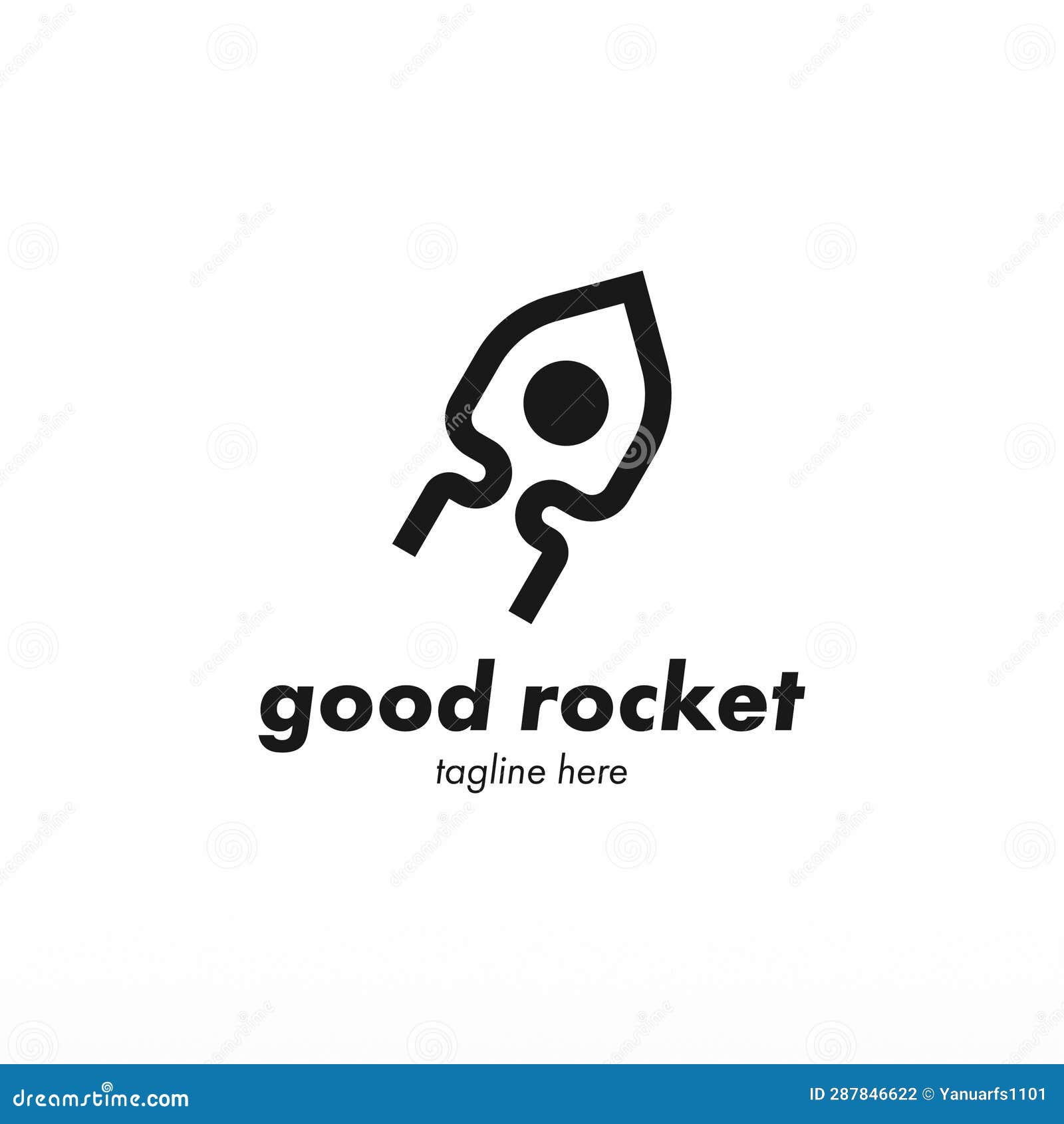 Rocket Space Craft Logo Design Concept Template Stock Illustration