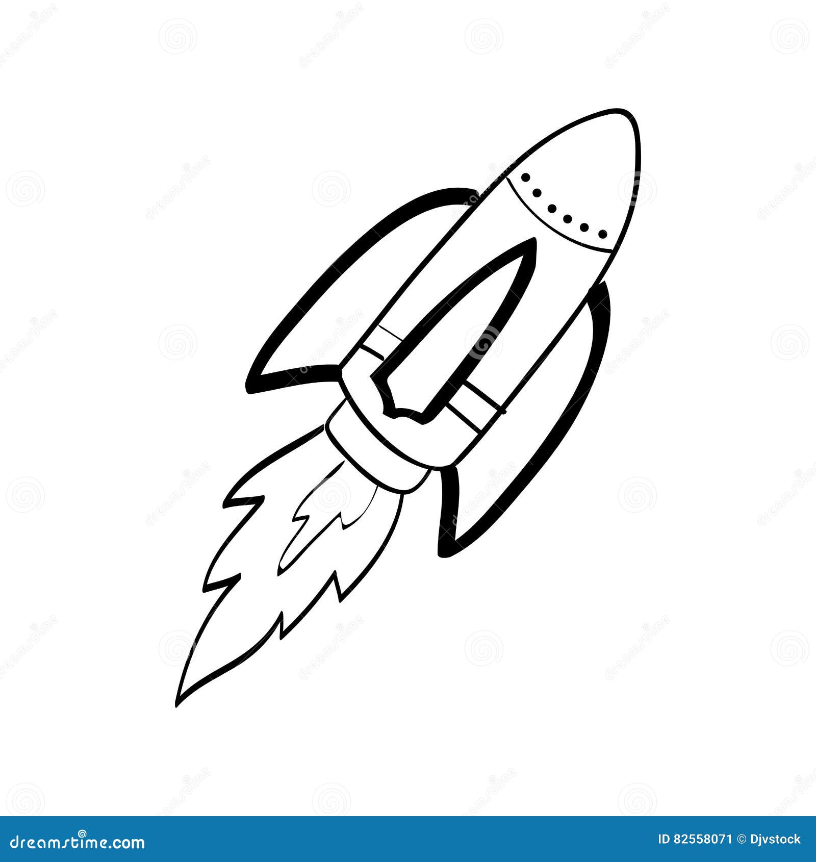 Rocket spaceship draw stock illustration. Illustration of future - 82558071