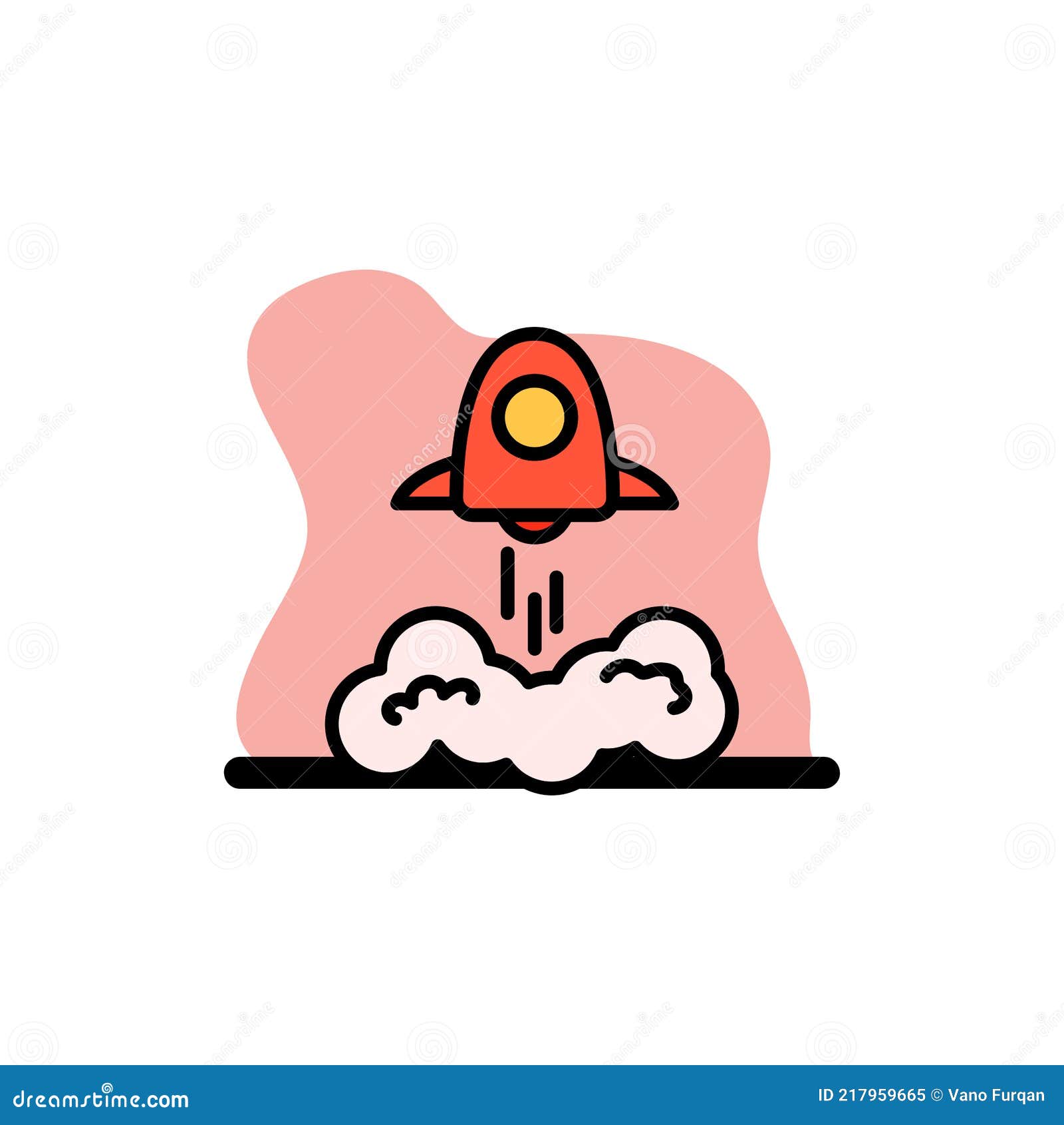 Rocket Taking Off Icon Concept Vector Design Stock Vector