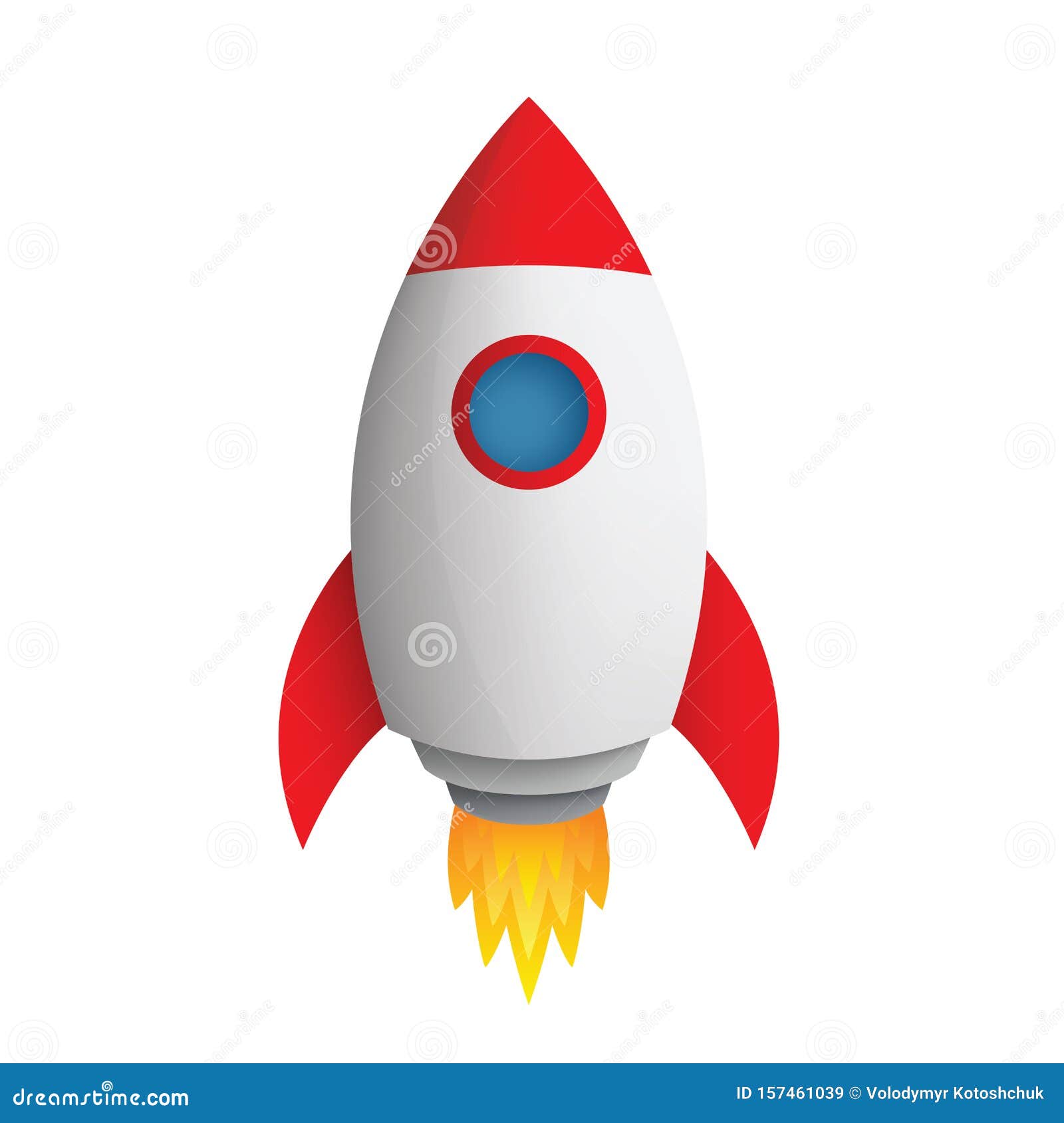 Rocket. Space rocket launch. Project start up. Flying cartoon rocket.  Vector illustration isolated on white background Stock Vector