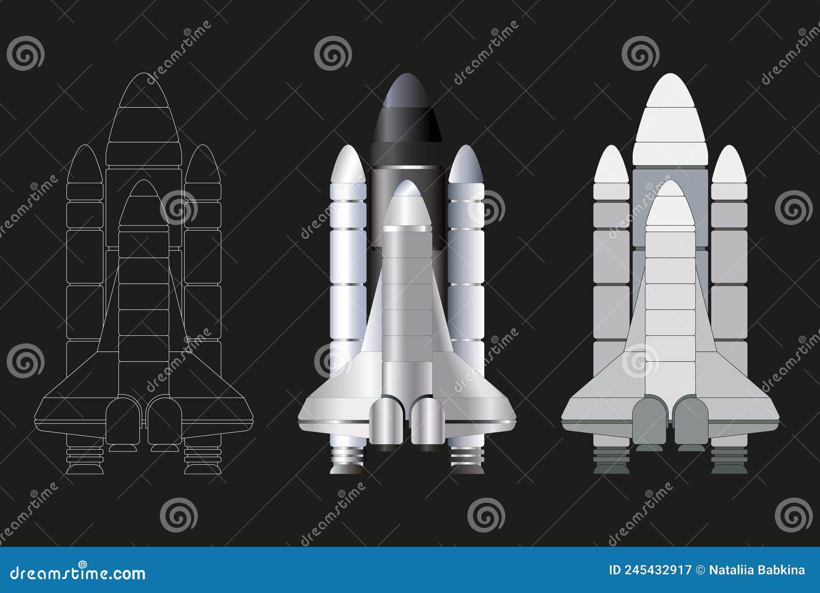 Spacecraft shuttle rocket mock up realistic Vector Image