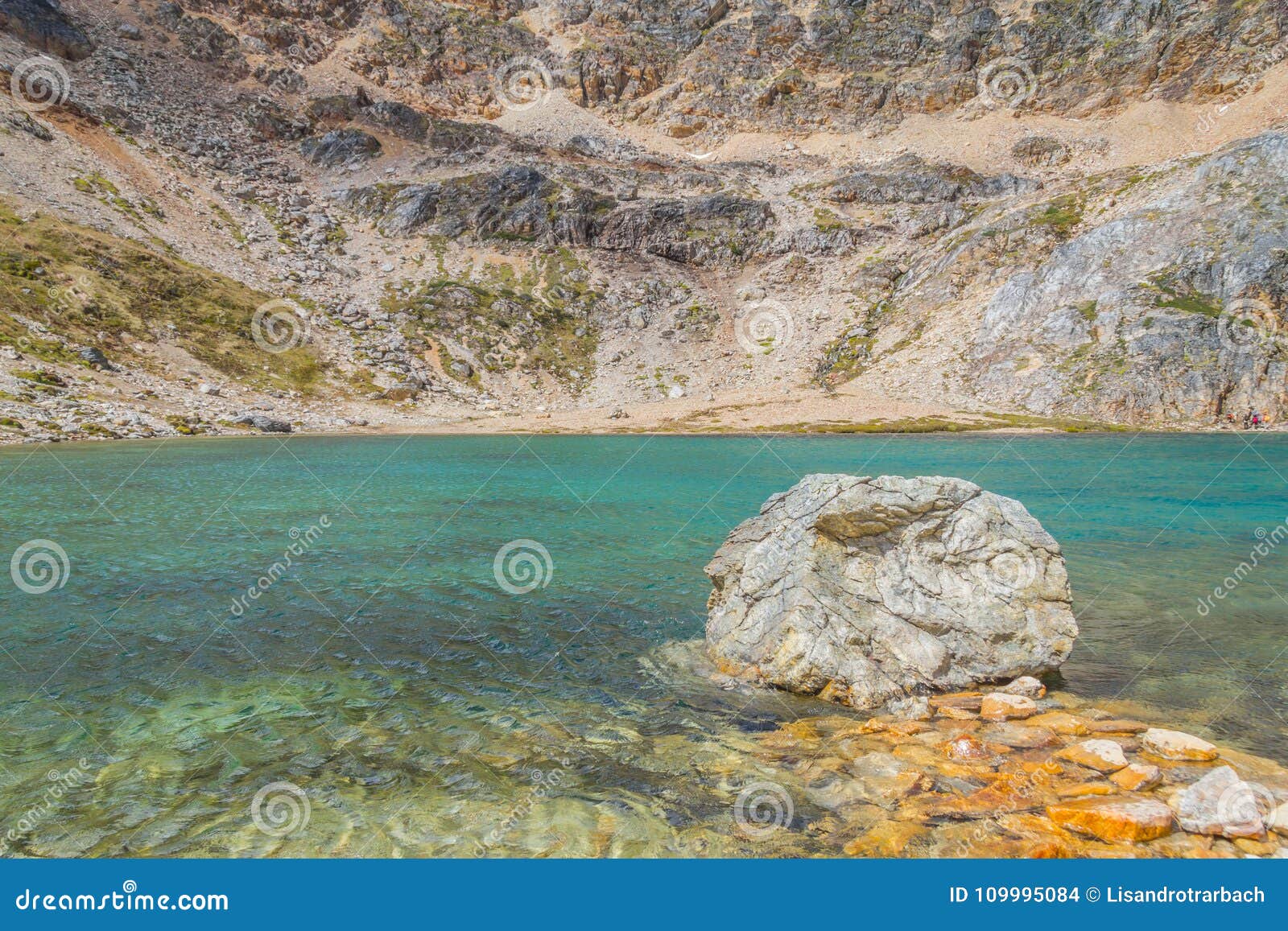 rocks and green lake in laguna turquesa