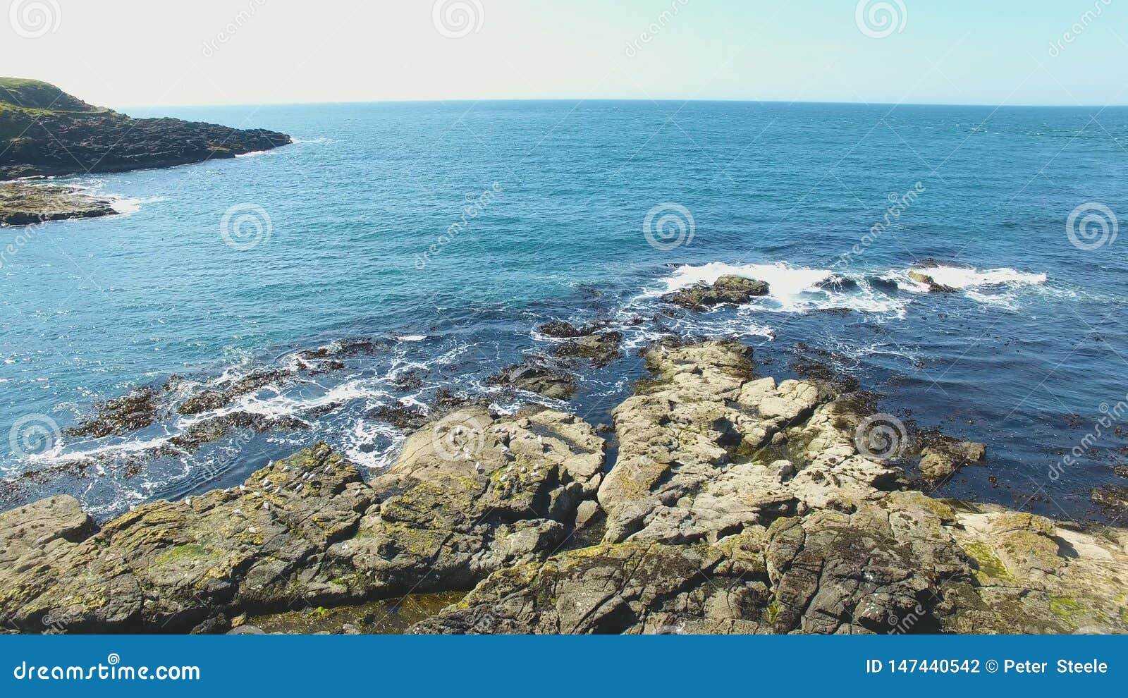 Rocks Irish Sea Atlantic Ocean on Coastline Giants Causeway Co. Antrim Northern Ireland Stock