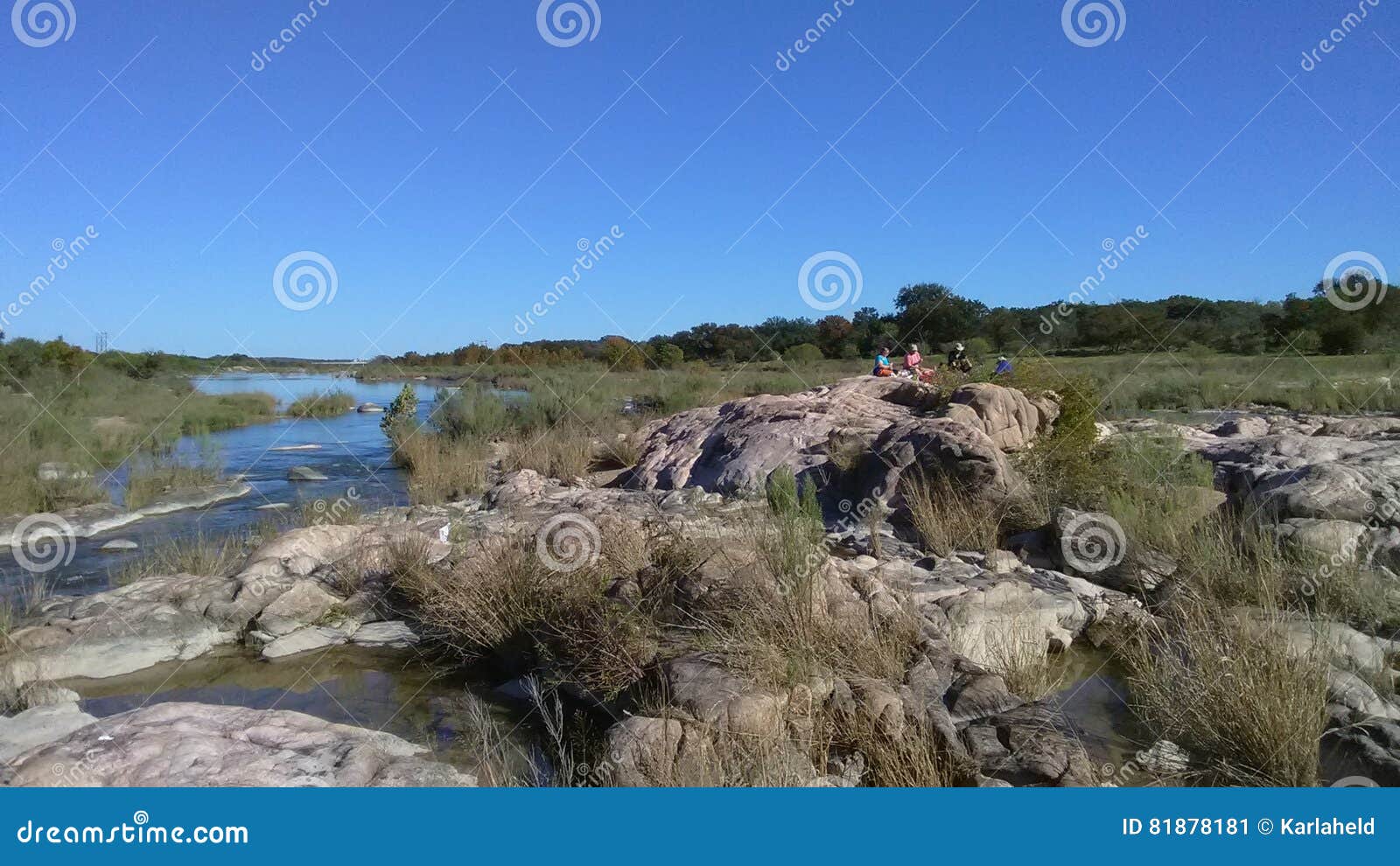 rocks on the llano river near castell, texas