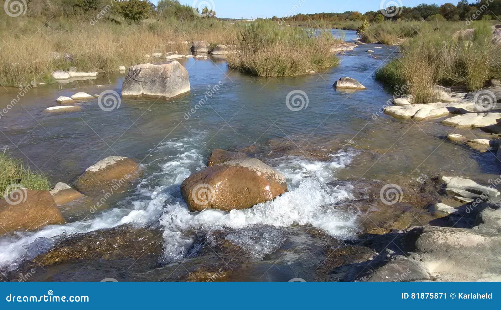 rocks on the llano river near castell, texas