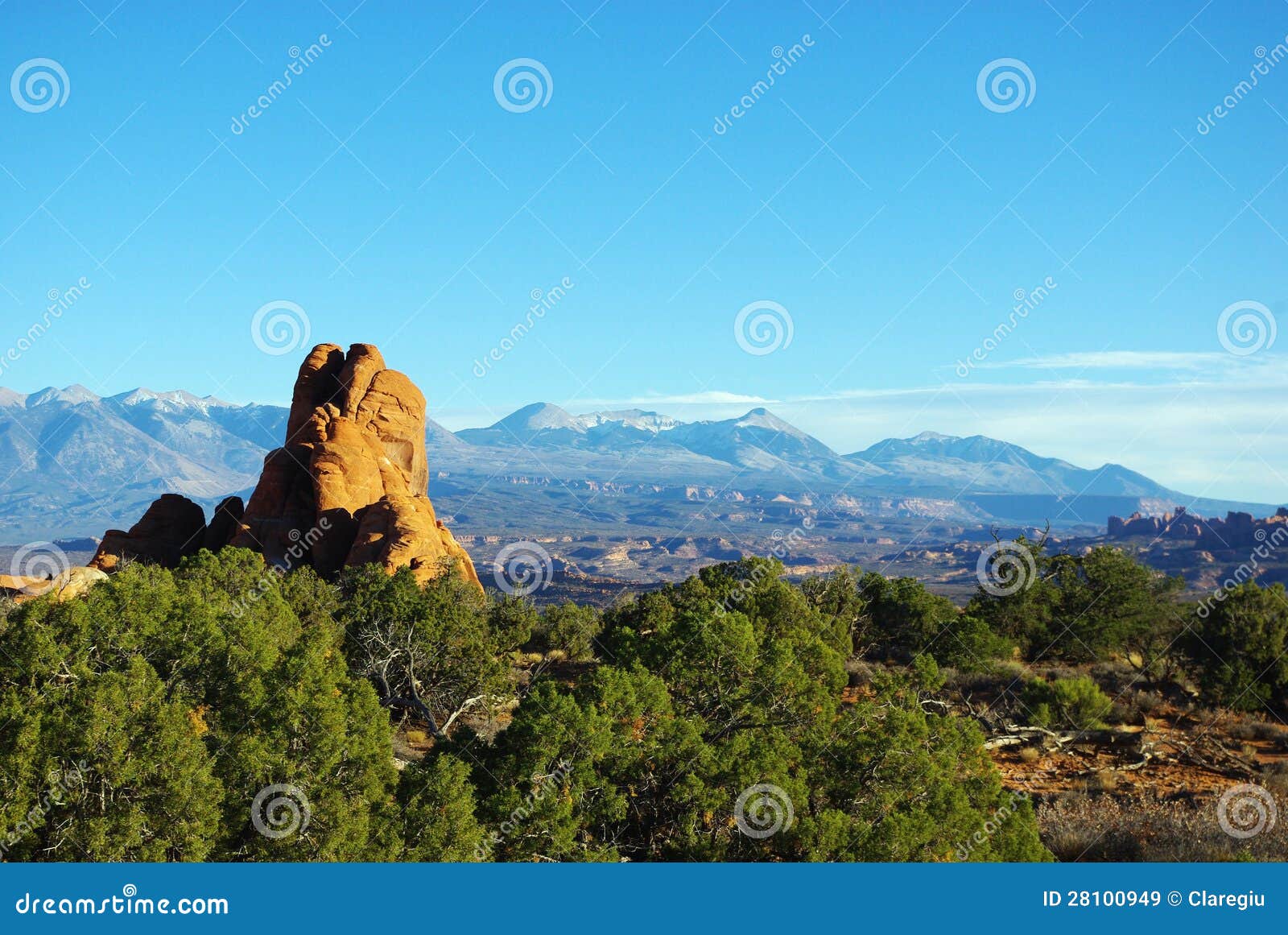 Rocks and Manti La Sal Mountains, Utah Stock Image Image of arches