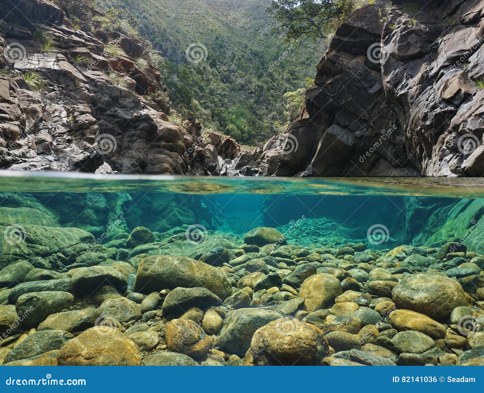 Rocks Over and Under the Water in a River Stock Photo Image of rocky