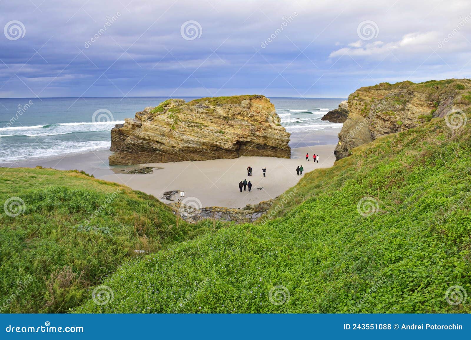 rocks on a sandy beach. praia de augas santas, ribadeo