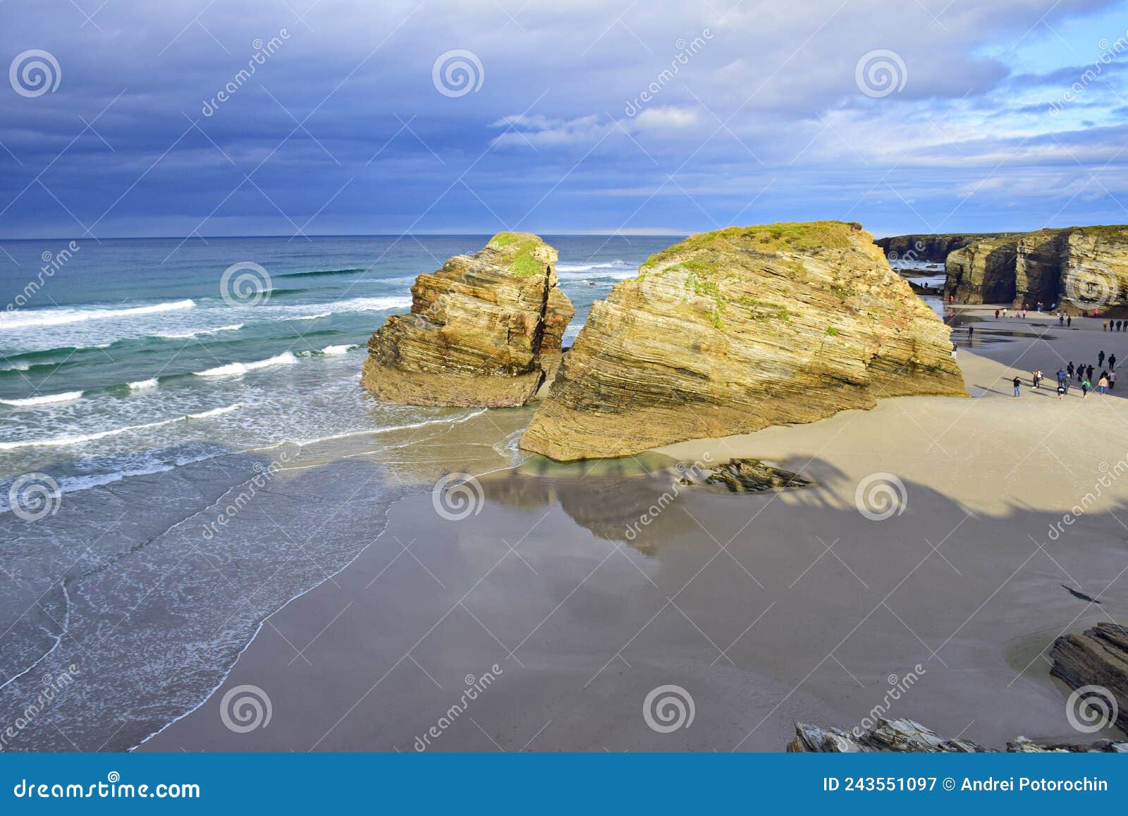 rocks on a sandy beach. praia de augas santas, ribadeo