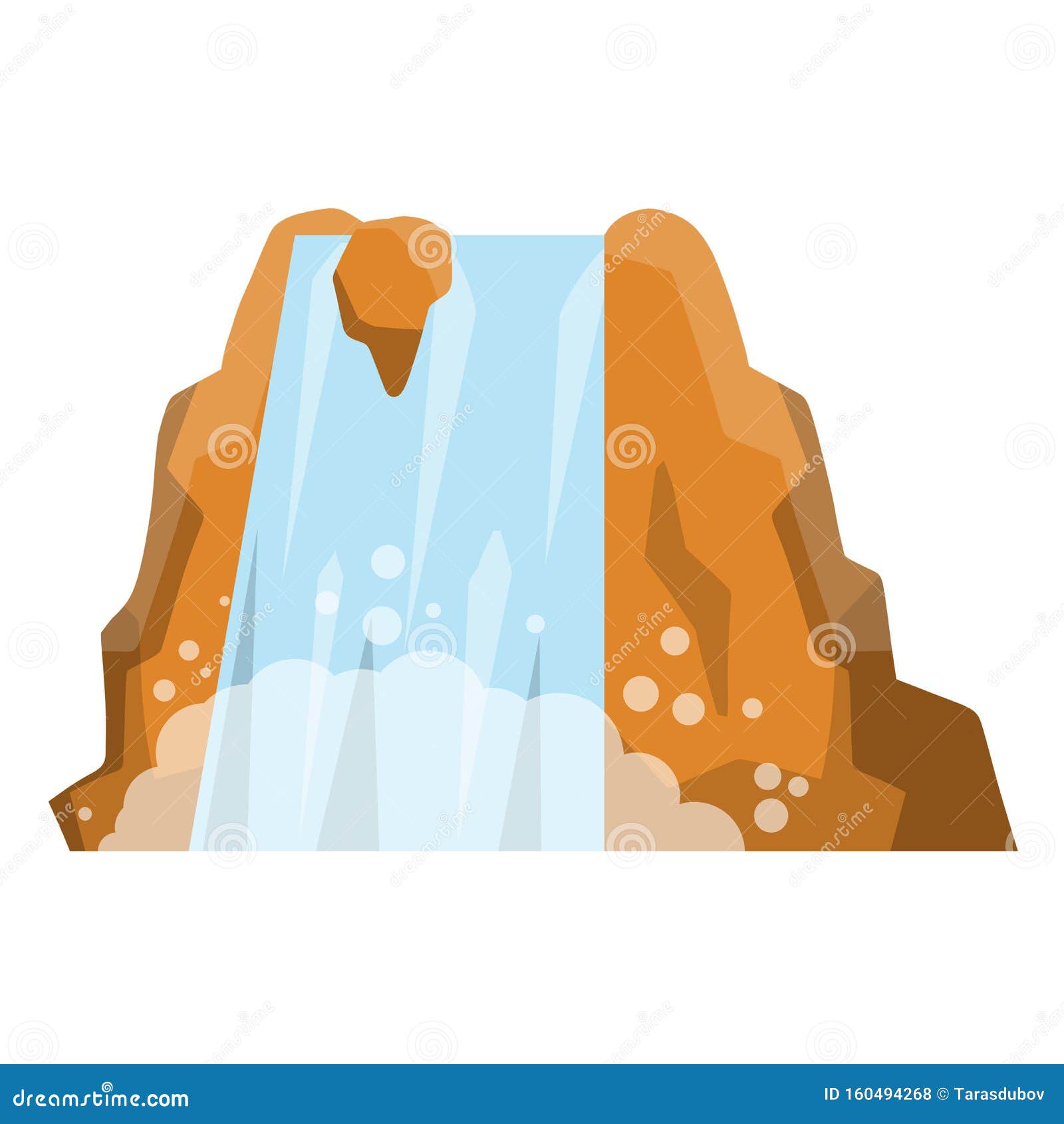 Rocks and Water with Bubble. Waterfall on Mountain. Stock Vector ...