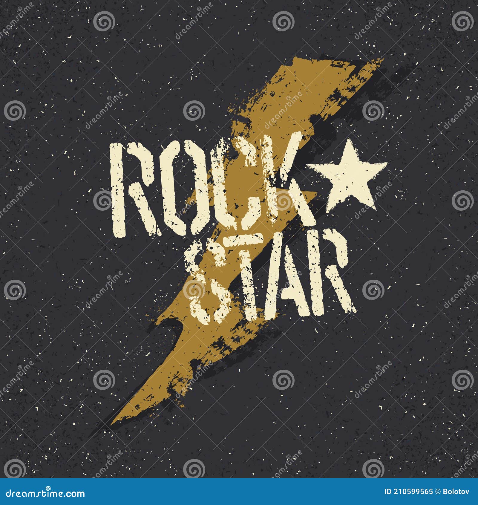 Rockstar. Grunge Star With Lettering. Tee Print Design Template Stock ...