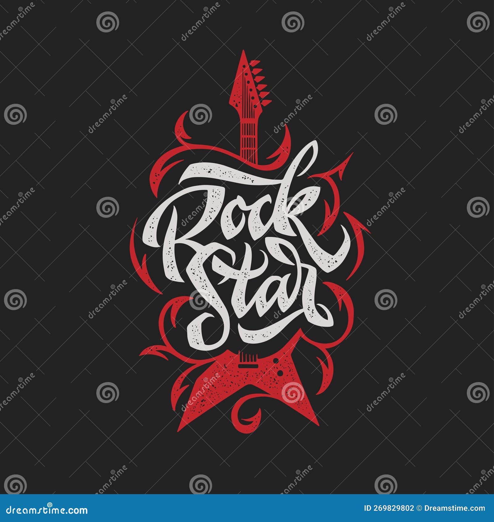 Rockstar Word T-shirt Design Typography. Stock Vector - Illustration of ...