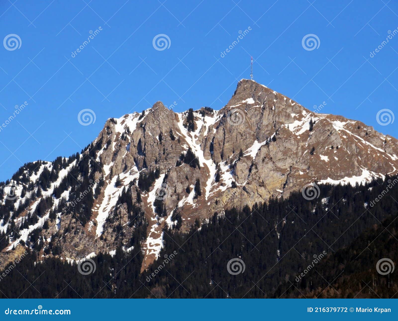 rocky alpine mountain peak le chamossaire located in a mountain massif of the bernese alps alpes bernoises, villeneuve vd