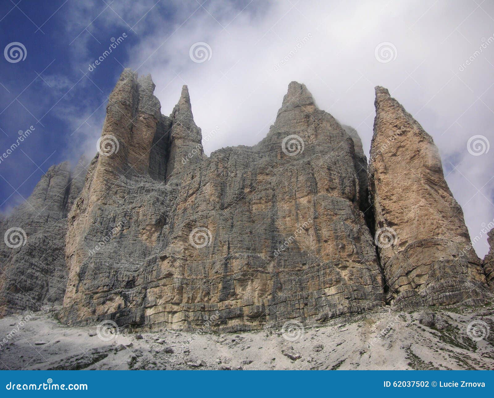 Rocky Cliff Towers of Dolomites Stock Photo Image of dolomiti, blue