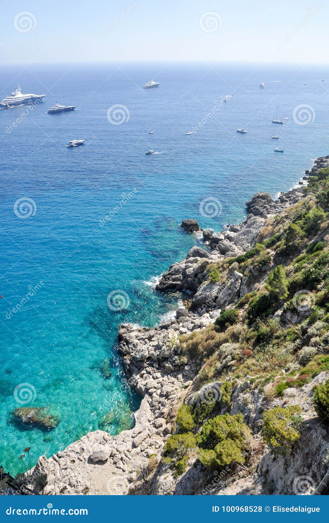 Rocky Coast and Clear Water Ocean View in Capri Stock Photo - Image of  sunny, beautiful: 100968528