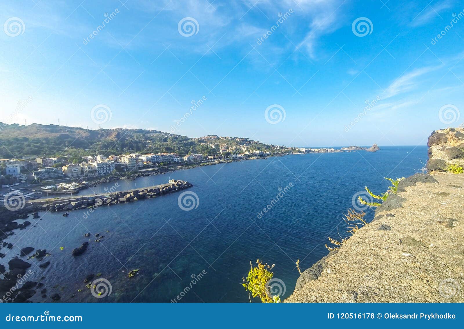 rocky mediterranean coastline, aci castello, sicily, italy