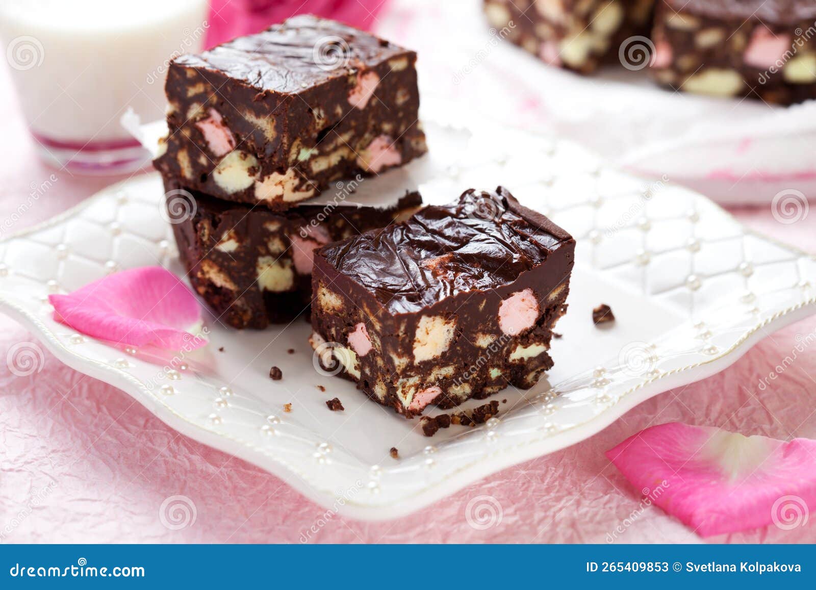 Rocky road cake stock image. Image of candy, filling 265409853