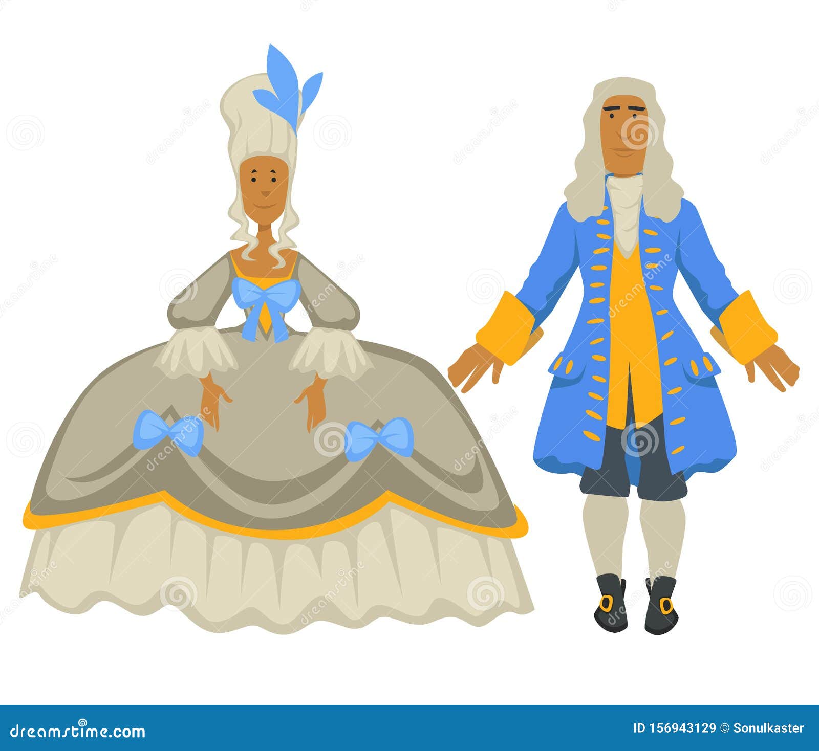 Rococo-stijl, Vintage Mode, Vrouw in Ball Gown En Man in Wig Vector ...