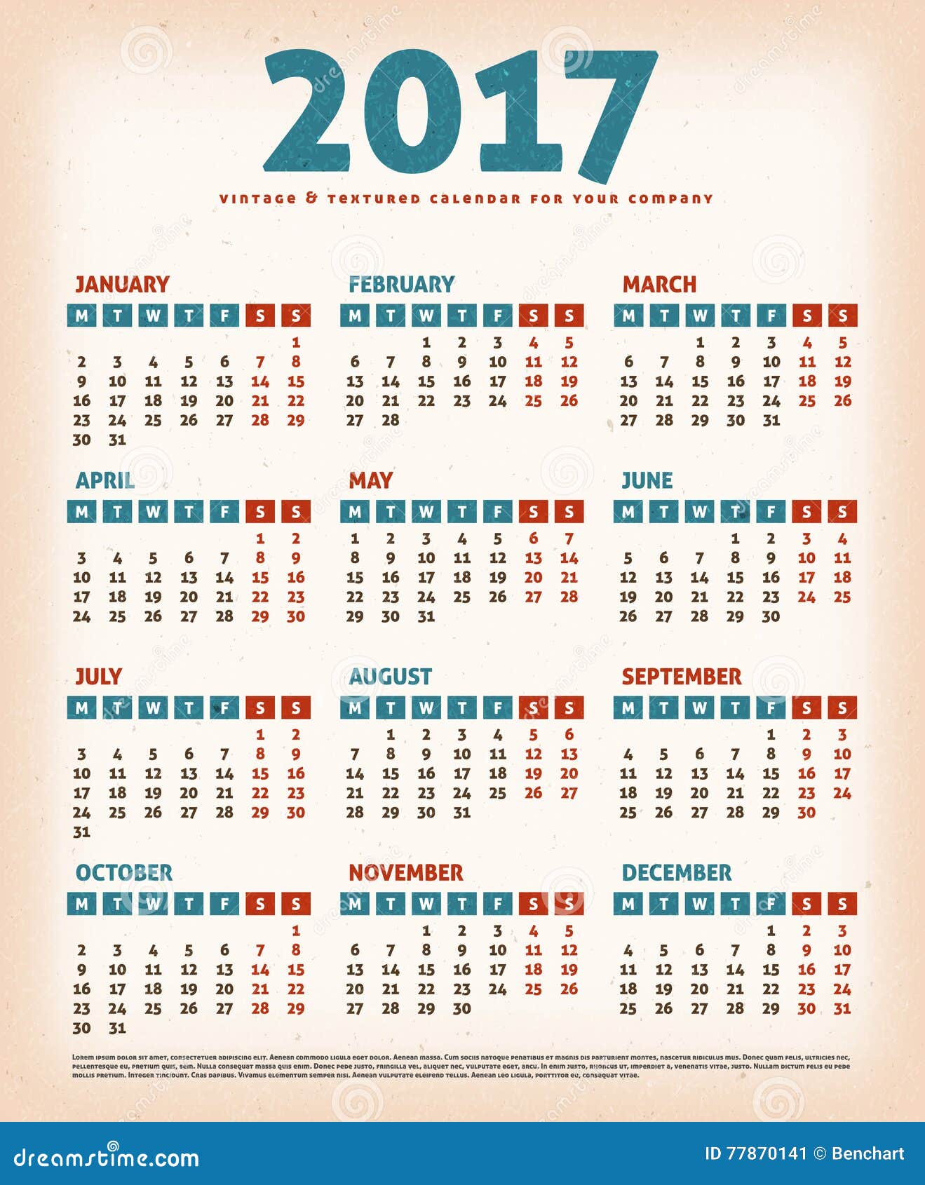 2017 Rocznika Projekta Kalendarz Ilustracja Wektor Ilustracja Zlozonej Z Rocznika 2017 77870141 kalendarz z tygodniami roku