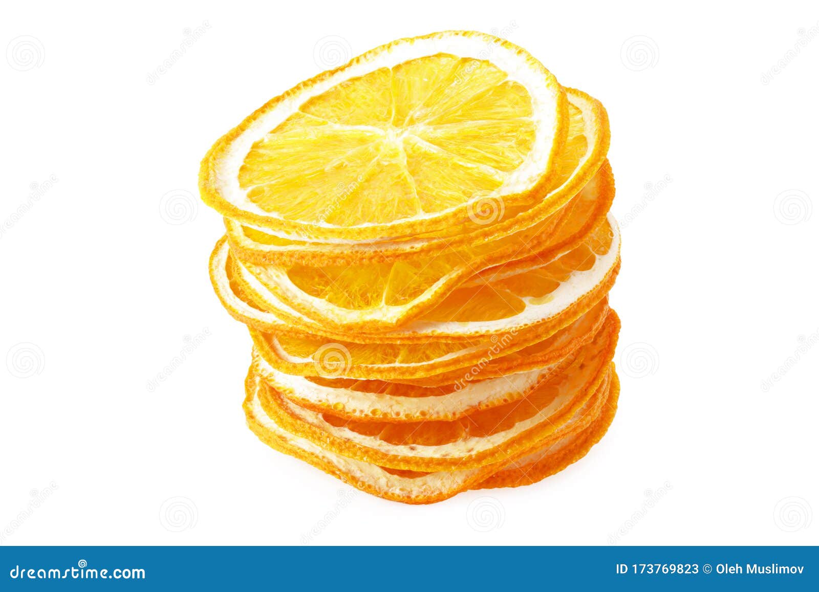Rodajas Secas De Naranja Aisladas Sobre Fondo Blanco Stock de
