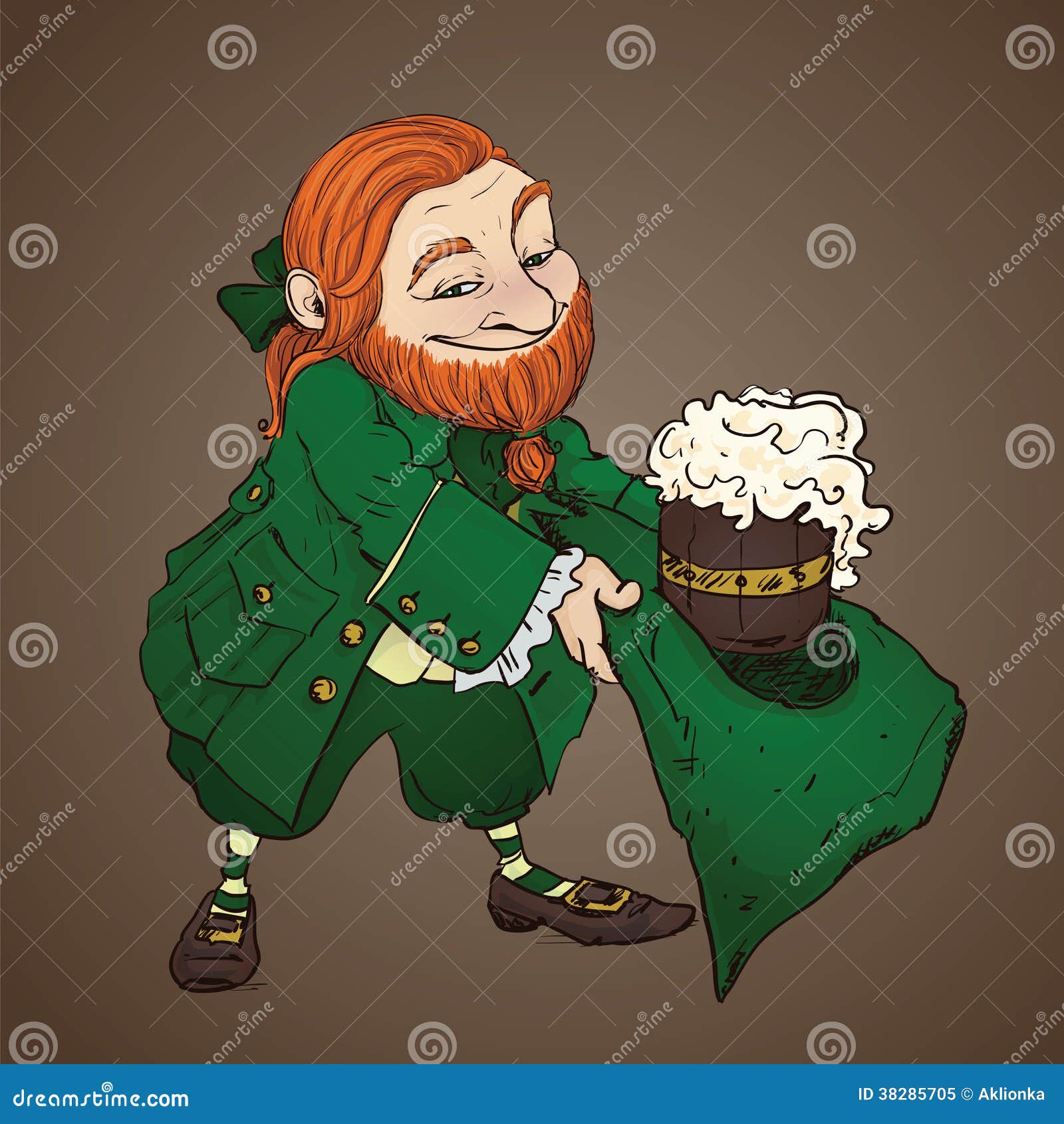 Rode Kabouter Met Bier. Vector Illustratie. Illustration Of Illustraties - 38285705