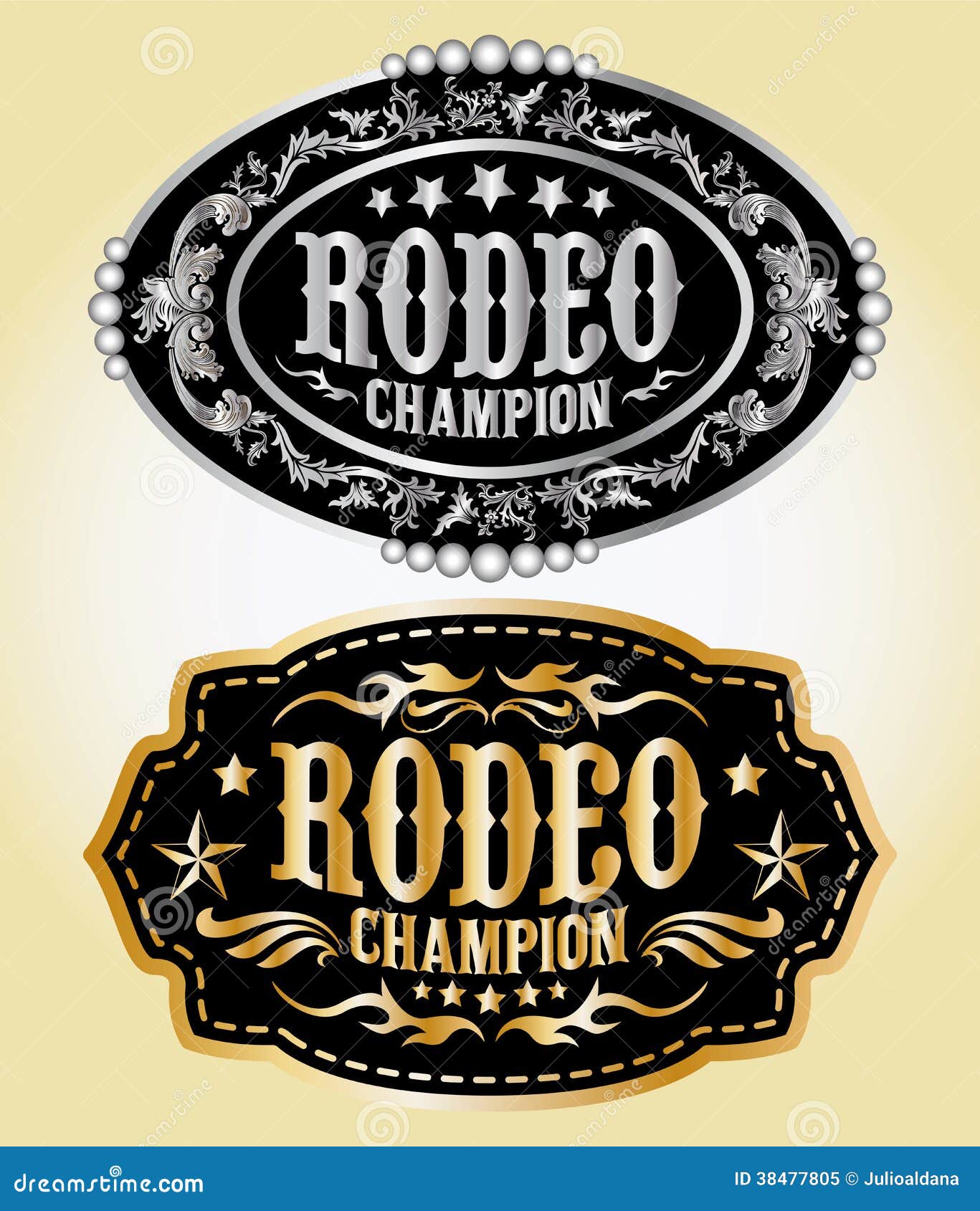 Rodeo Champion - Cowboy Belt Buckle Stock Vector - Illustration of