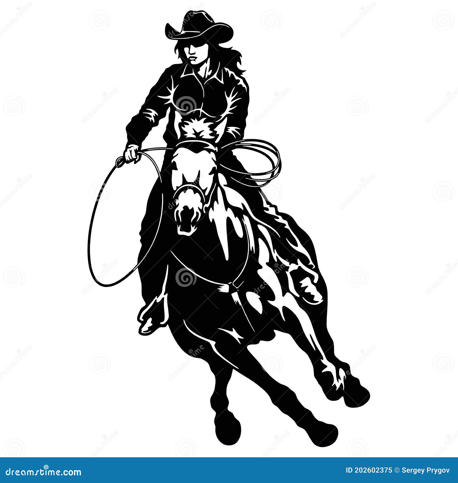 roping horse silhouette