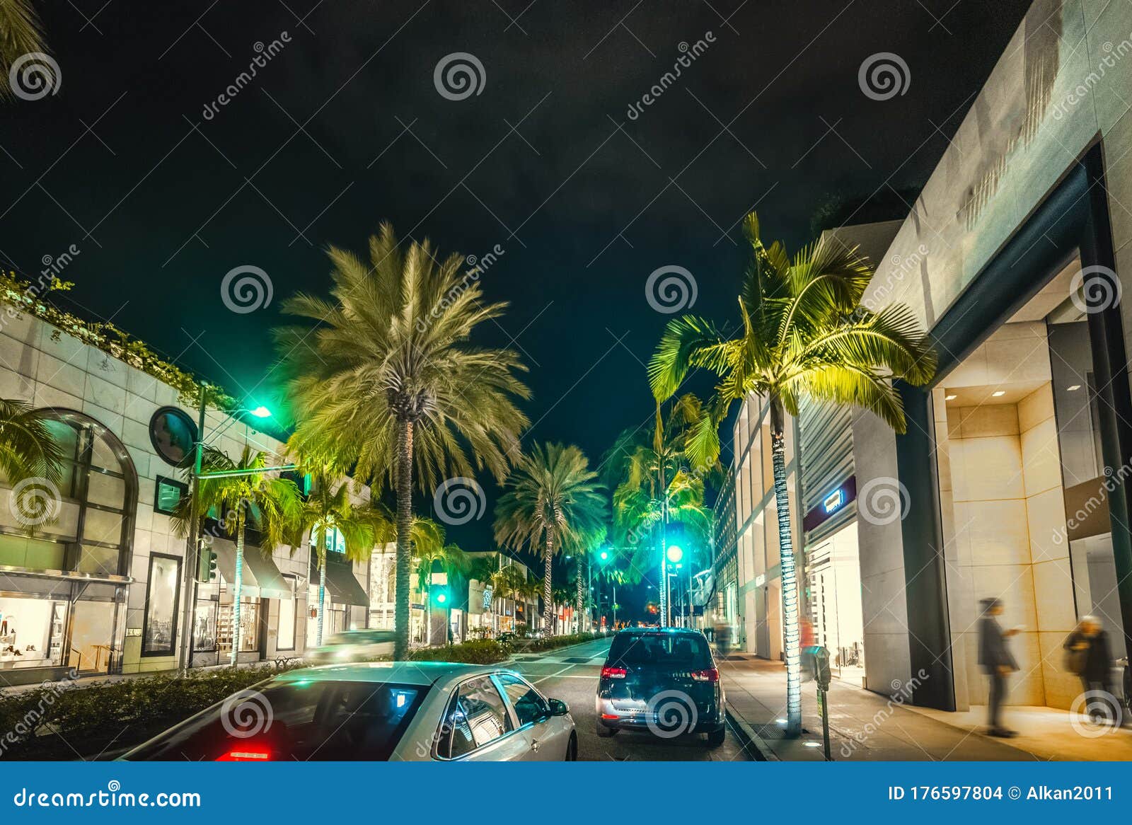 Rodeo Drive in Beverly Hills by Night Stock Photo - Image of drive