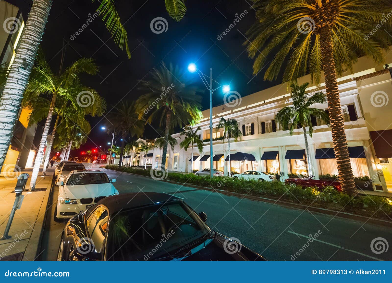 Rodeo drive by night stock image. Image of luxury, lifestyle