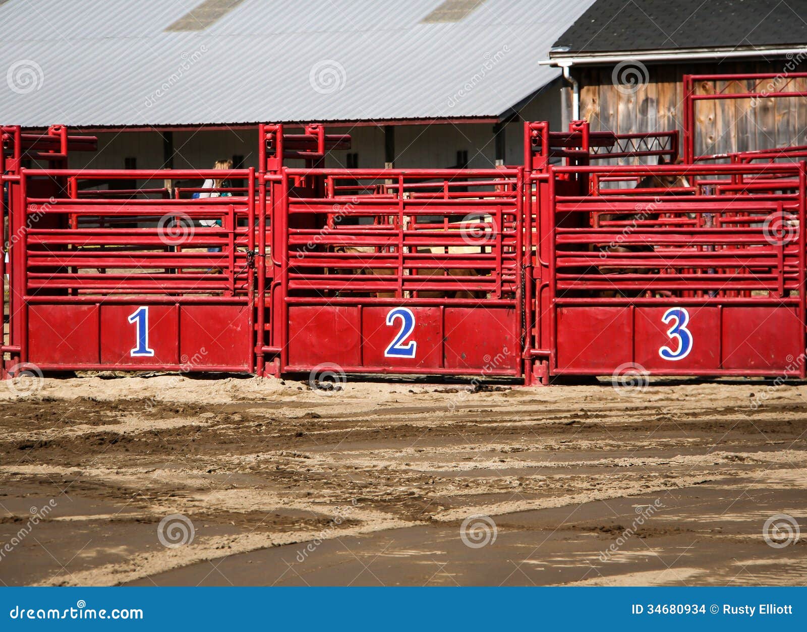 Rodeo Gates stock photo. Image of western, numbered, dirt 34680934