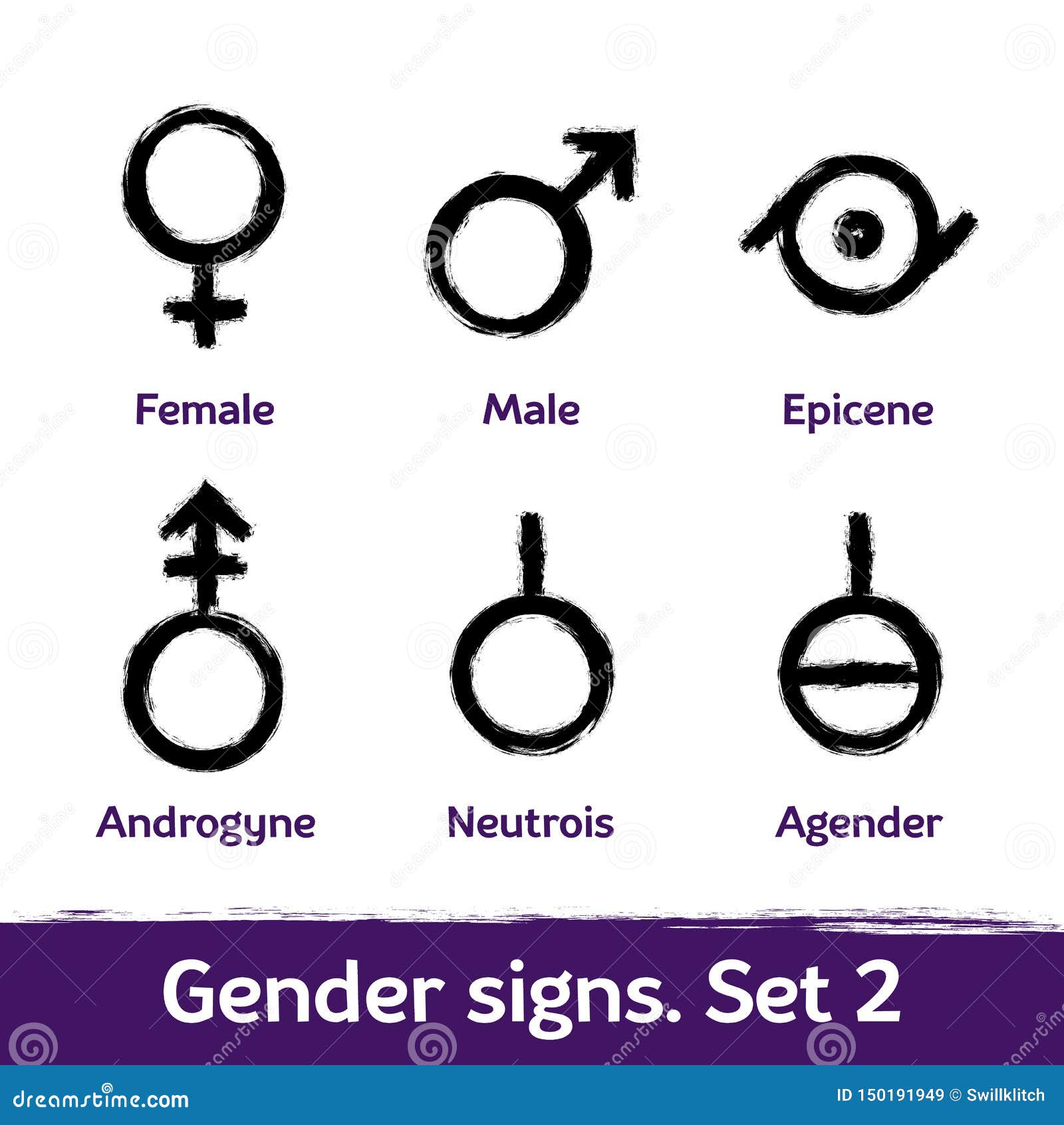 Gender Signs Drawn With Brush Lgbt Icons For Sex Diversity And Equality Of Human Rights Ilustracja Wektor Ilustracja Zlozonej Z Dyskryminacja Kontur