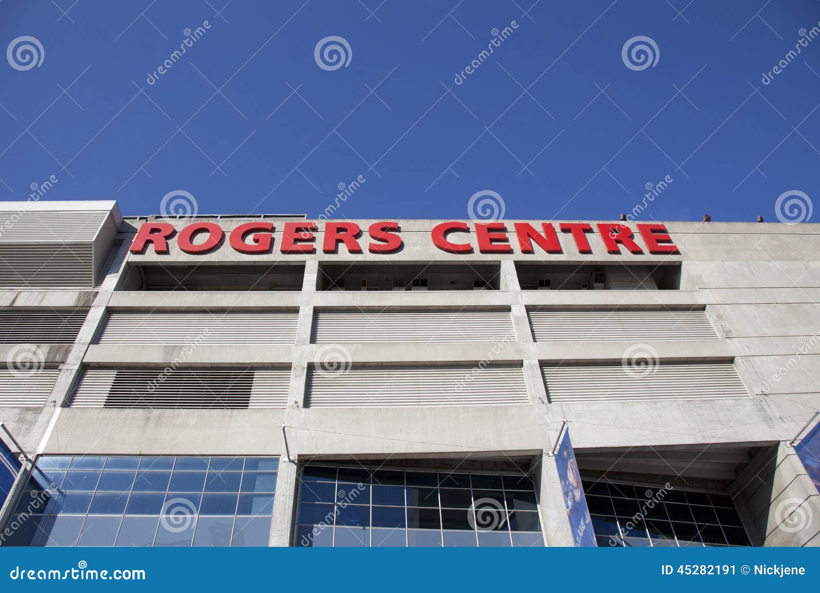 The crest of Toronto Blue Jays adorns the Rogers Centre. The Blue