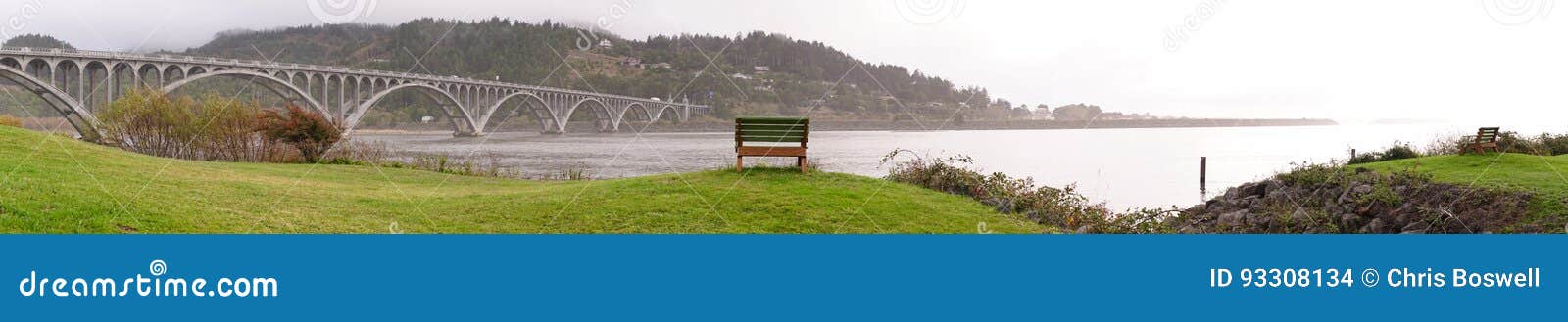 rogue river bridge curry county gold beach oregon waterfront bench