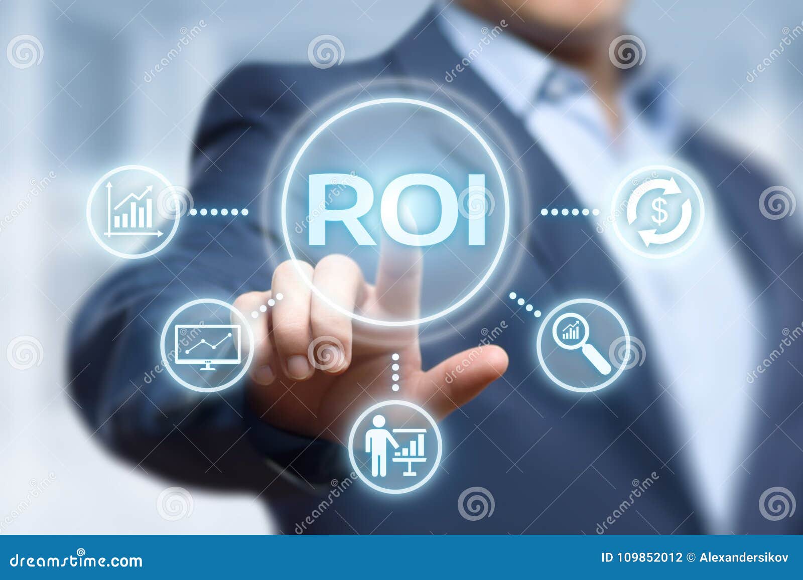 roi return on investment finance profit success internet business technology concept