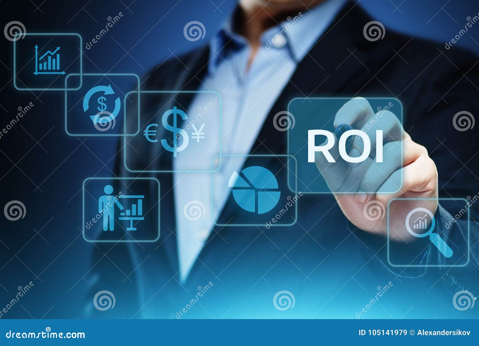 roi return on investment finance profit success internet business technology concept