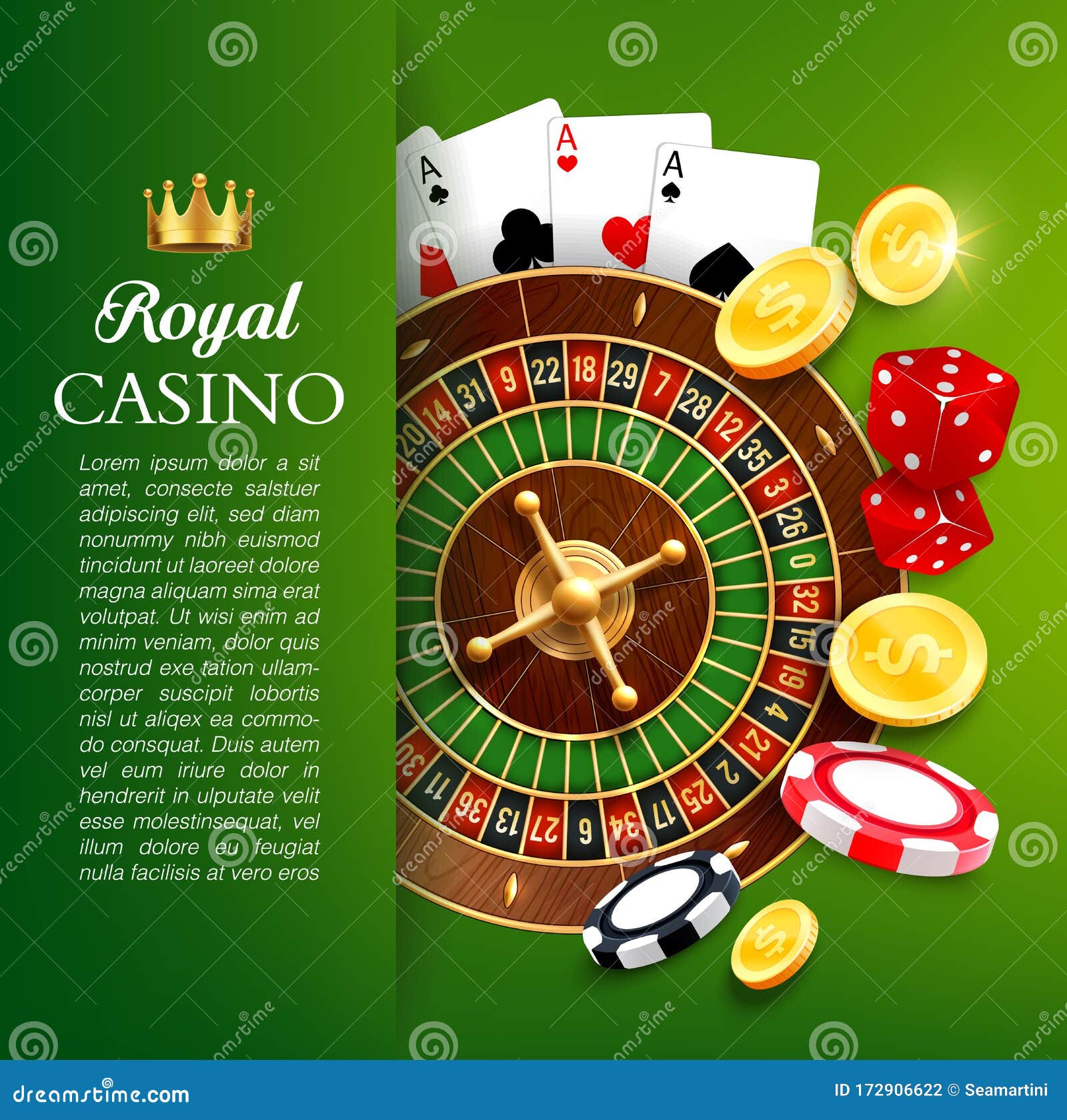 Jogo de casino online com texto dourado e máquina de roleta