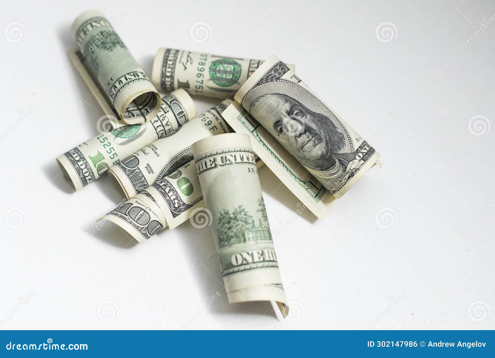 Roll of 100 Dollar Bills on Background Stock Photo - Image of group