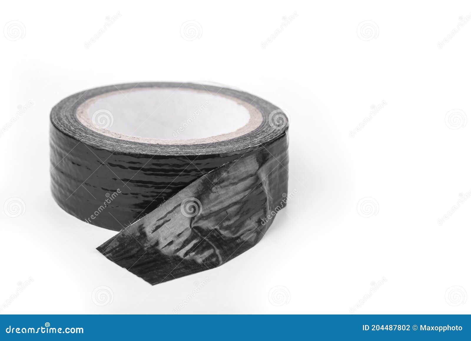 Roll of the Black Duct Tape for Repair on a White Stock Photo Image