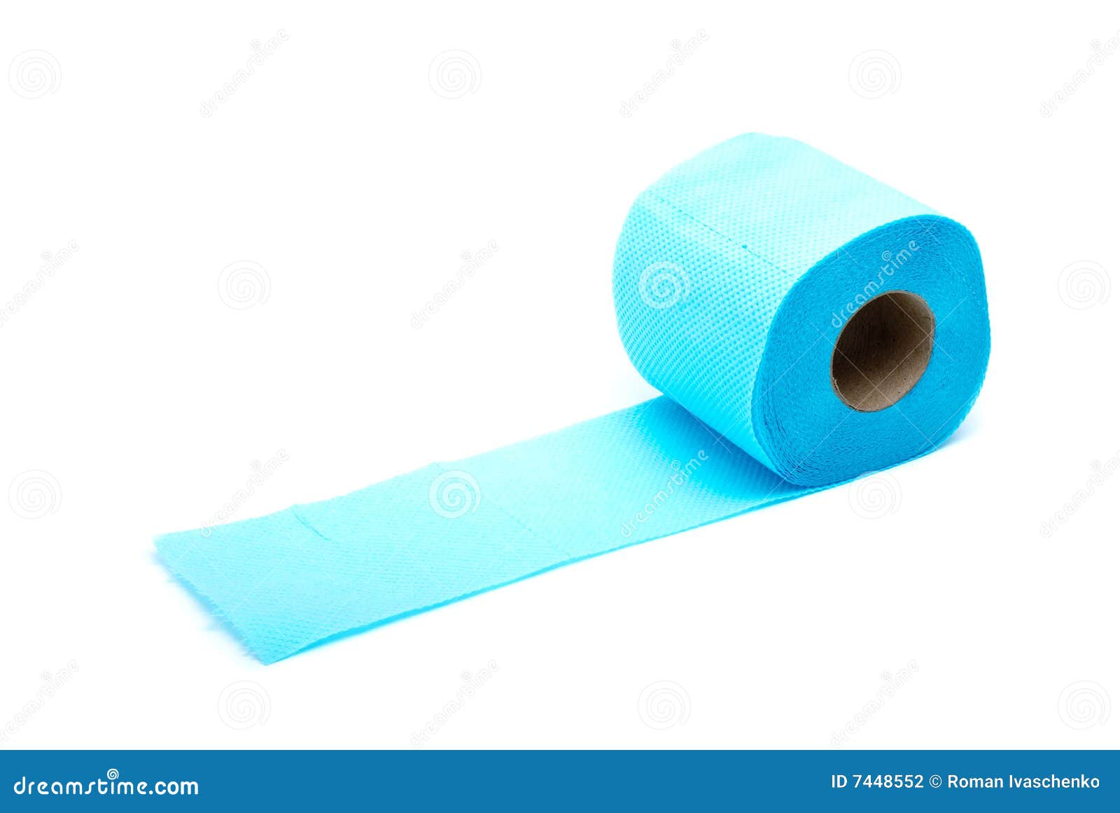 Roll of blue toilet paper stock photo. Image of hygiene 7448552